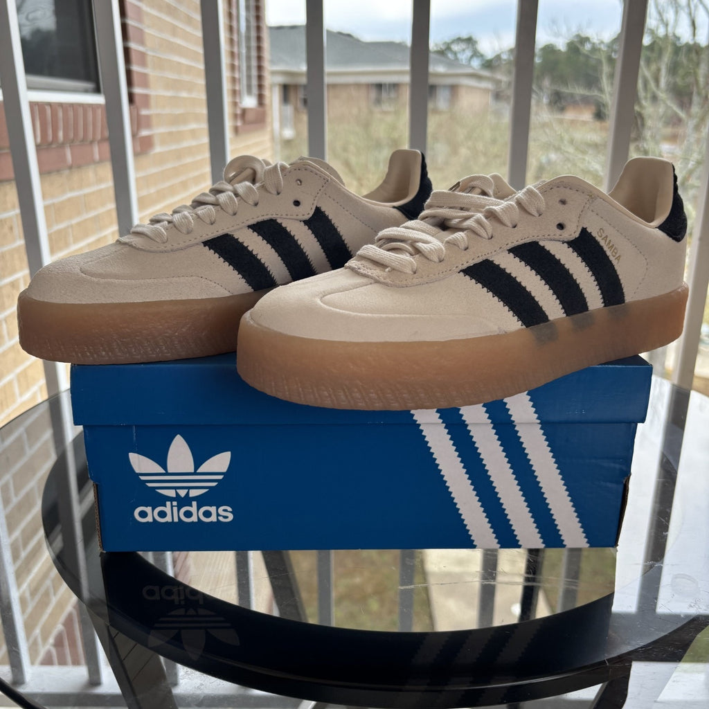 Adidas Sambae Cream Black Gum Suede Lifestyle Casual Sneakers Women's Sizes NEW