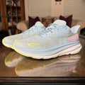 Hoka One One Clifton 9 Shoes Women's 9.5 Blue Pink Road Running Athletic Sneaker