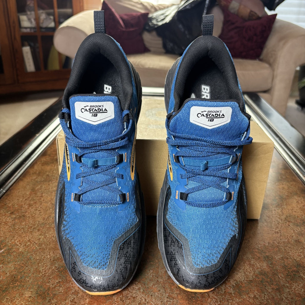Brooks Cascadia 18 Shoes Mens Size 12.5 Blue Black Trail Running Hiking Sneakers