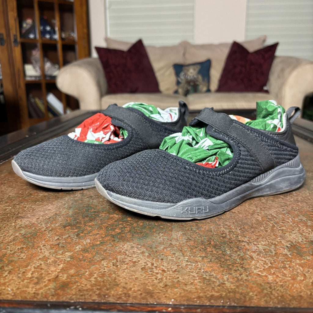 Kuru Lucy Mary Jane Slippers Women's Sz 8 Black Mesh Orthopedic Comfort Sneakers