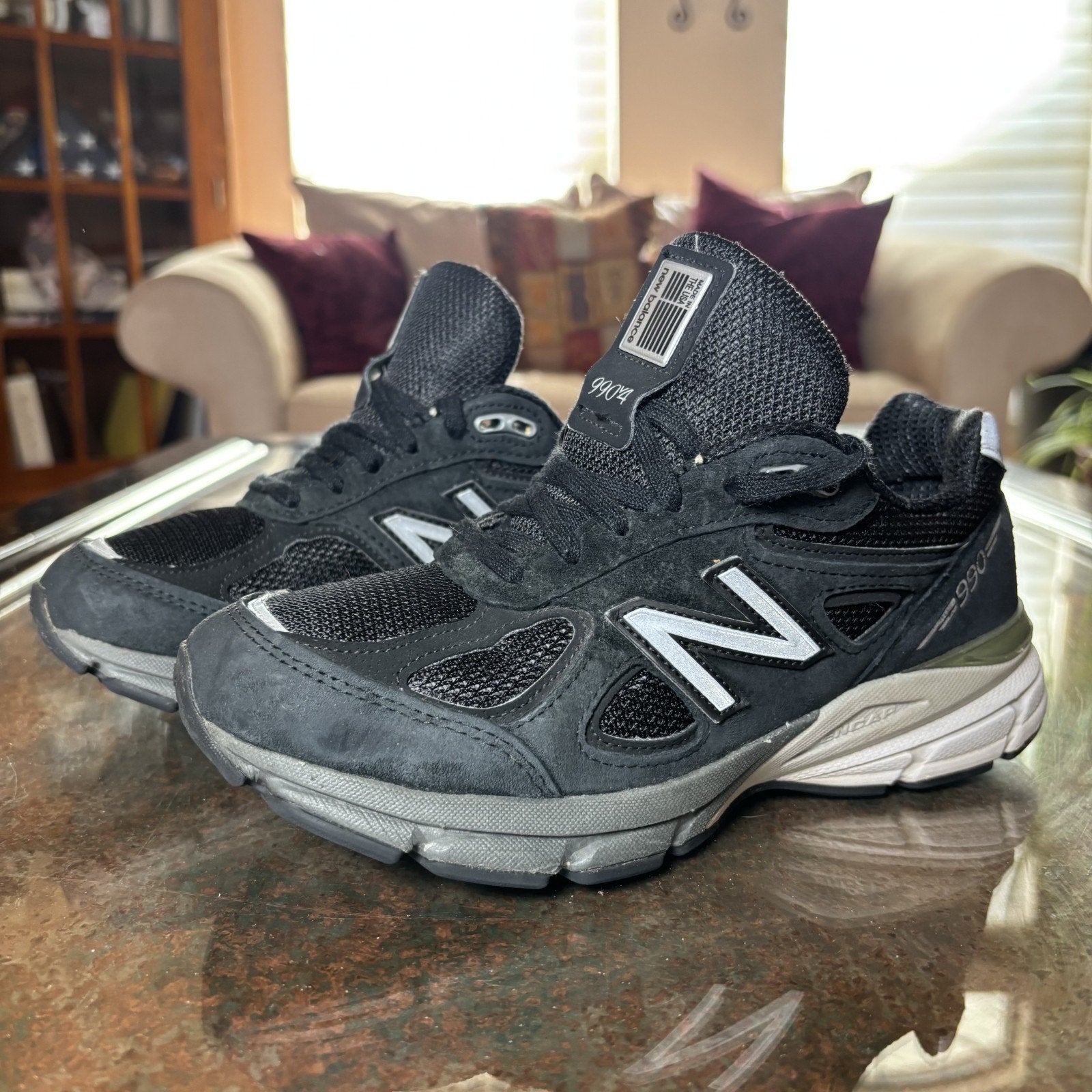 New Balance 990v4 Shoes Women's 6 D Wide Black Made In USA Casual Gym Sneakers