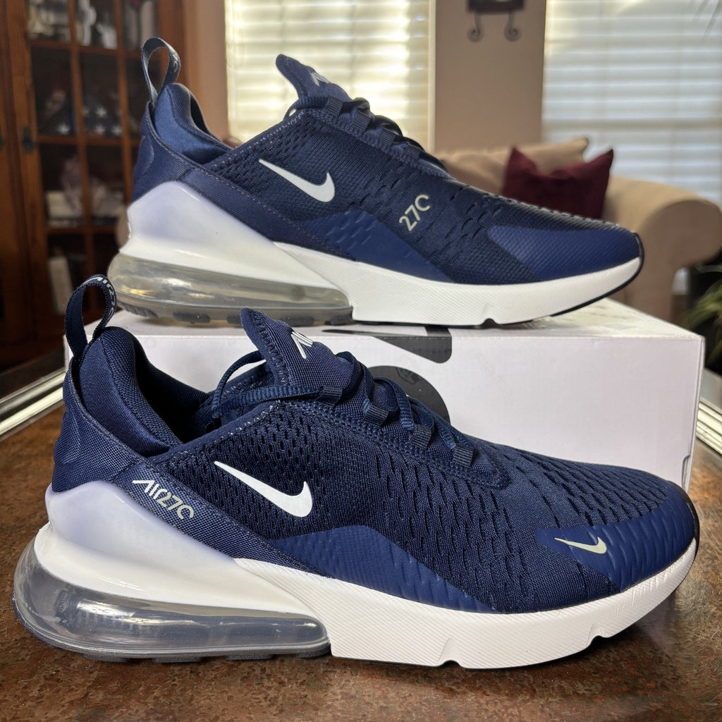 Nike Air Max 270 Shoes Mens Size 10 Navy Blue White Athletic Running Sneaker NEW