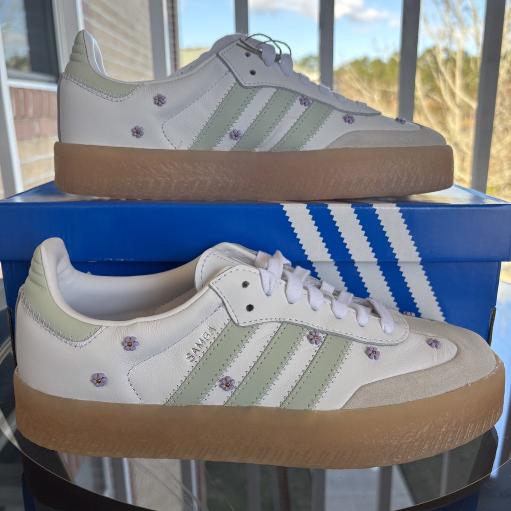 Adidas Sambae Shoes White Green Gum Casual Lifestyle Sneakers Women's Sizes NEW