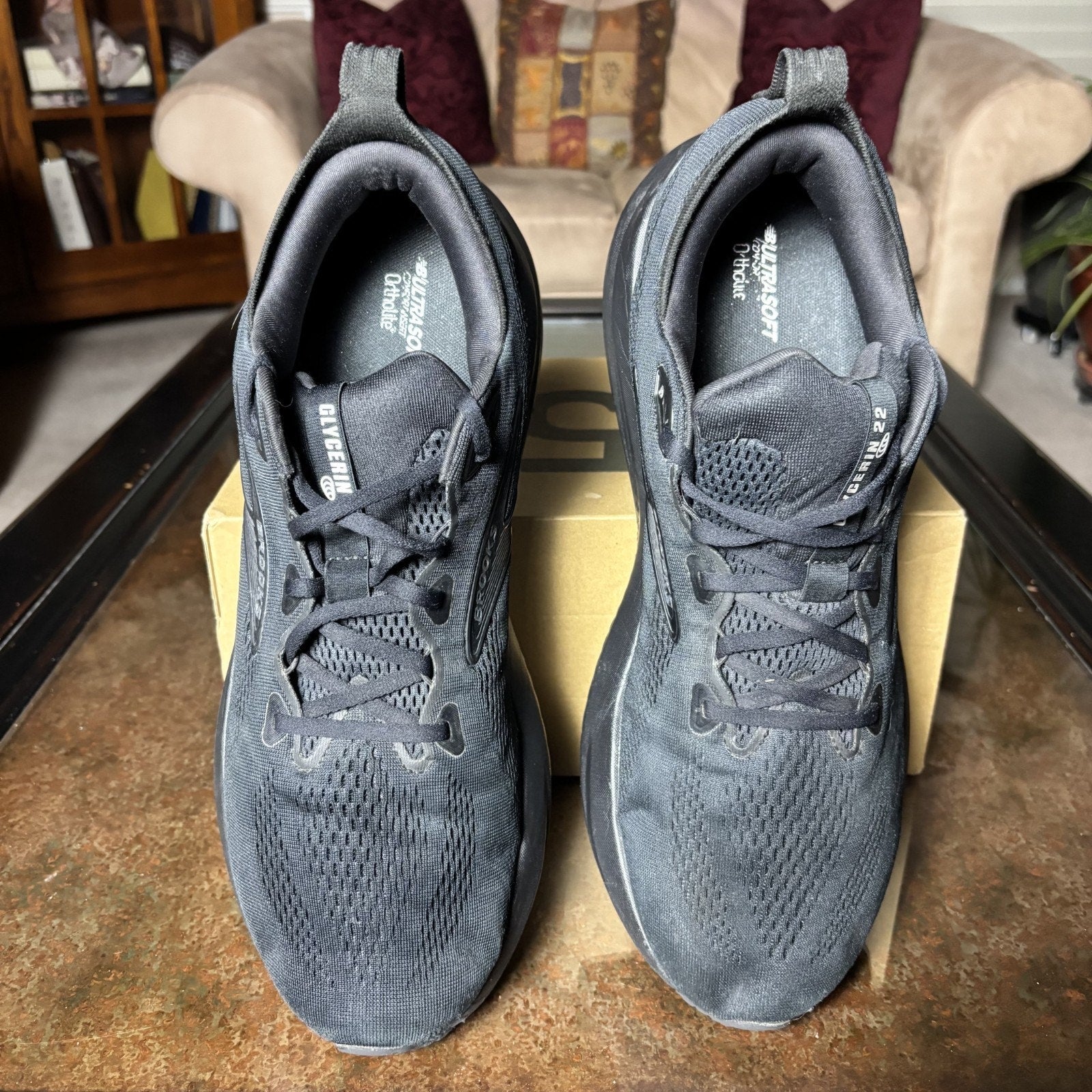 Brooks Glycerin 22 Shoes Men's 14 Black Road Running Athletic Comfort Sneakers