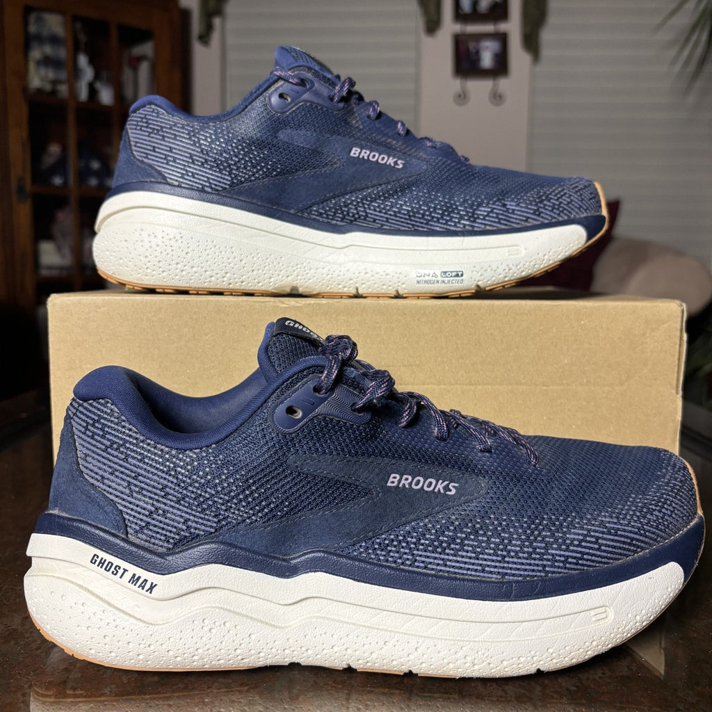 Brooks Ghost Max 2 Shoes Womens 9.5 Navy Blue Road Running Athletic Gym Sneakers