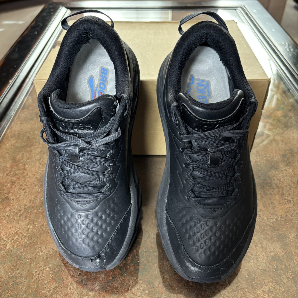 Hoka One One Bondi SR Shoes Women's 9.5 Black Leather Road Running Athletic Grip
