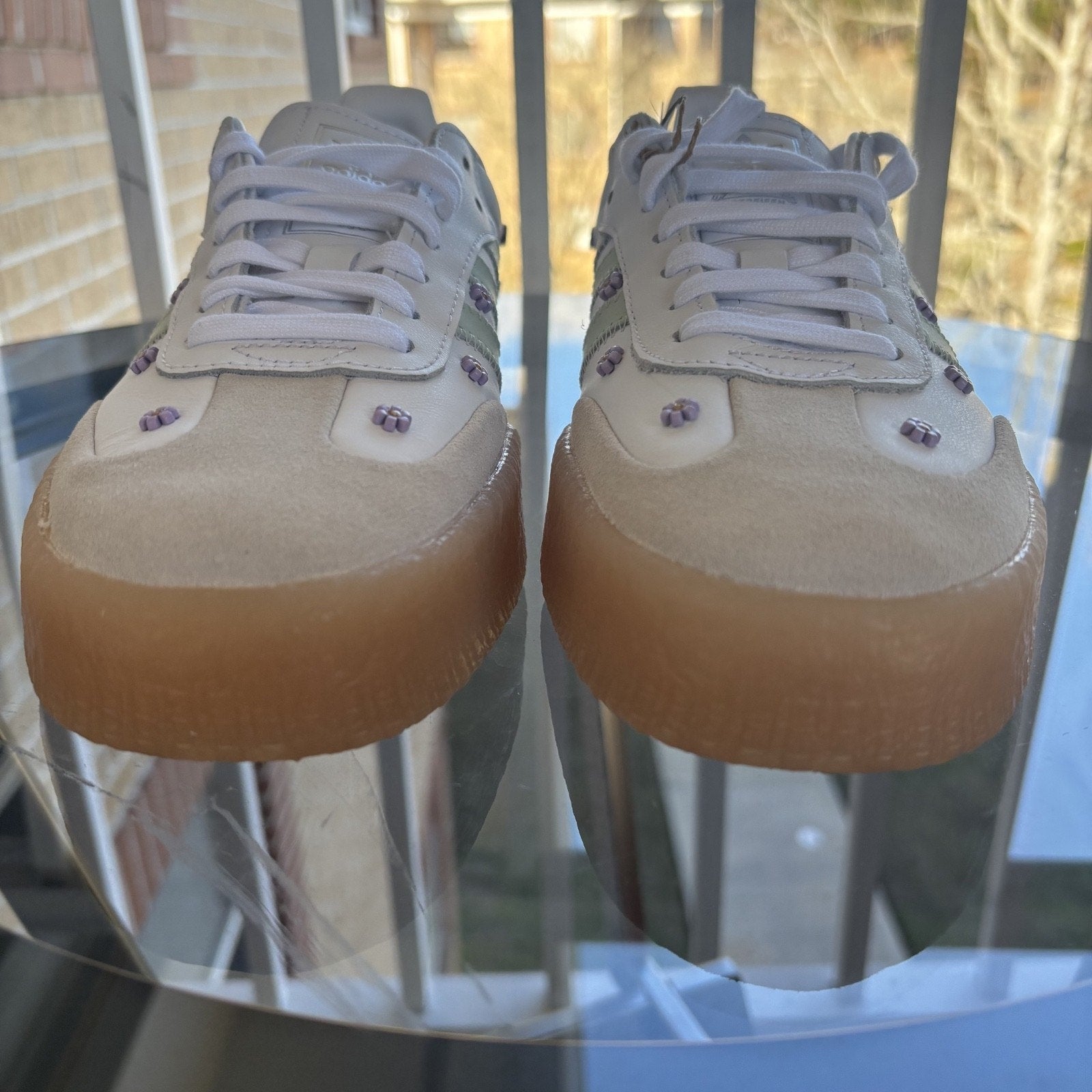Adidas Sambae Shoes White Green Gum Casual Lifestyle Sneakers Women's Sizes NEW