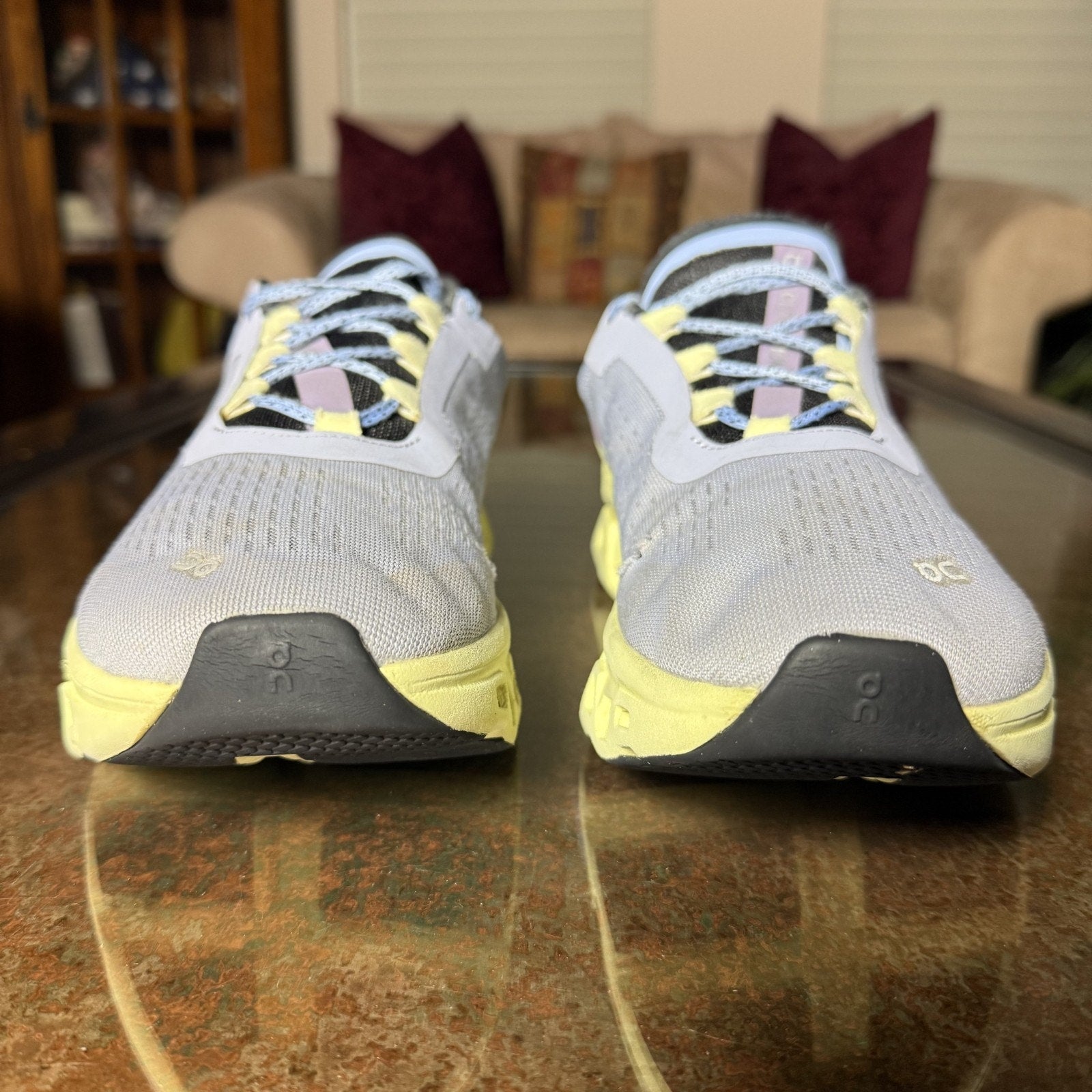 On Cloudmonster Shoes Women's 10 Purple Neon Road Running Gym Athletic Sneakers
