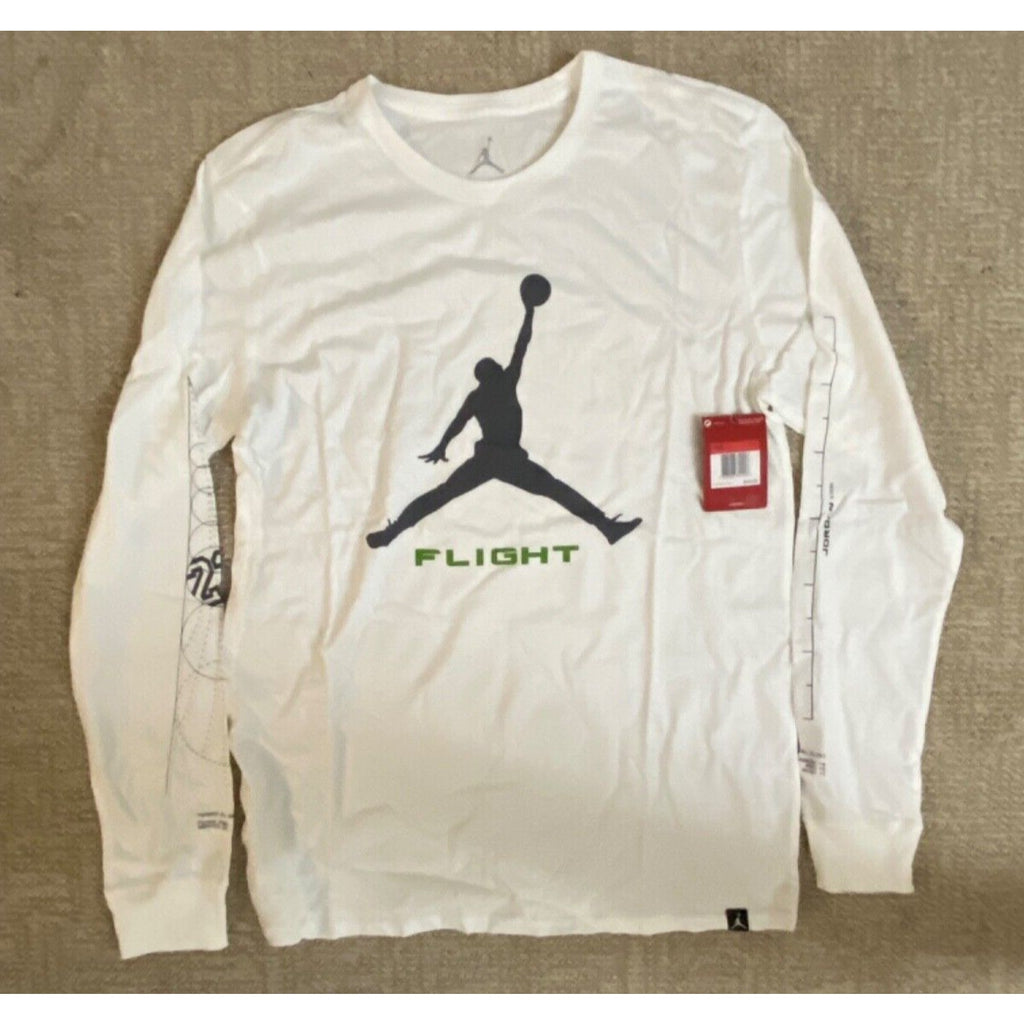 Jordan Flight Long Sleeve Tee Shirt Size L White Workout Basketball AA3272-100