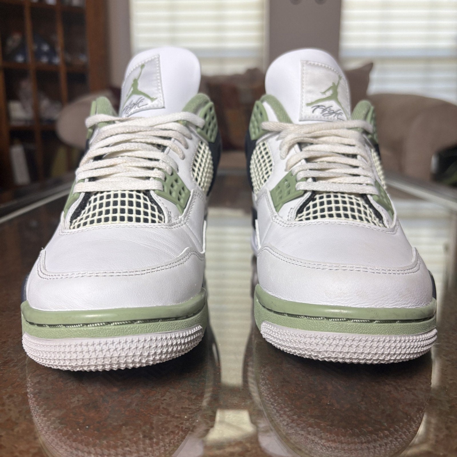 Nike Air Jordan 4 Reto Seafoam Shoes Women's 8 White Lifestyle Casual Sneakers