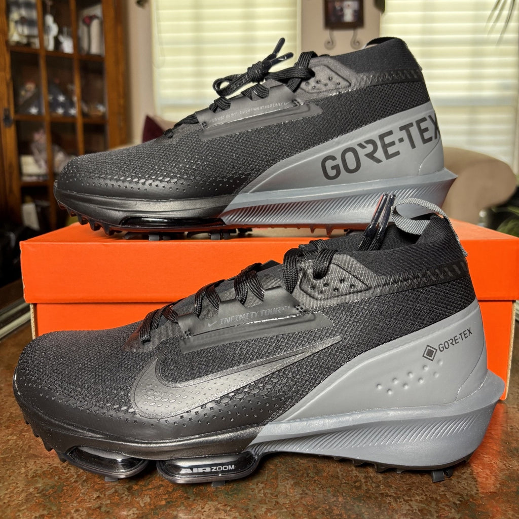 Nike Air Zoom Infinity Tour 2 Next% GTX Golf Shoes Black Grey Cleats Mens Sizes