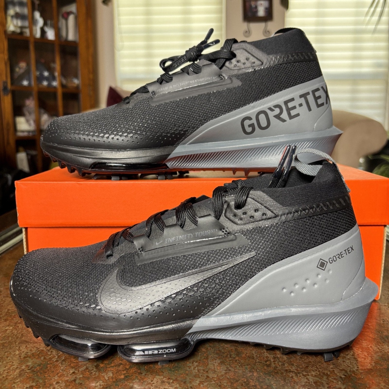 Nike Air Zoom Infinity Tour 2 Next% GTX Golf Shoes Black Grey Cleats Mens Sizes