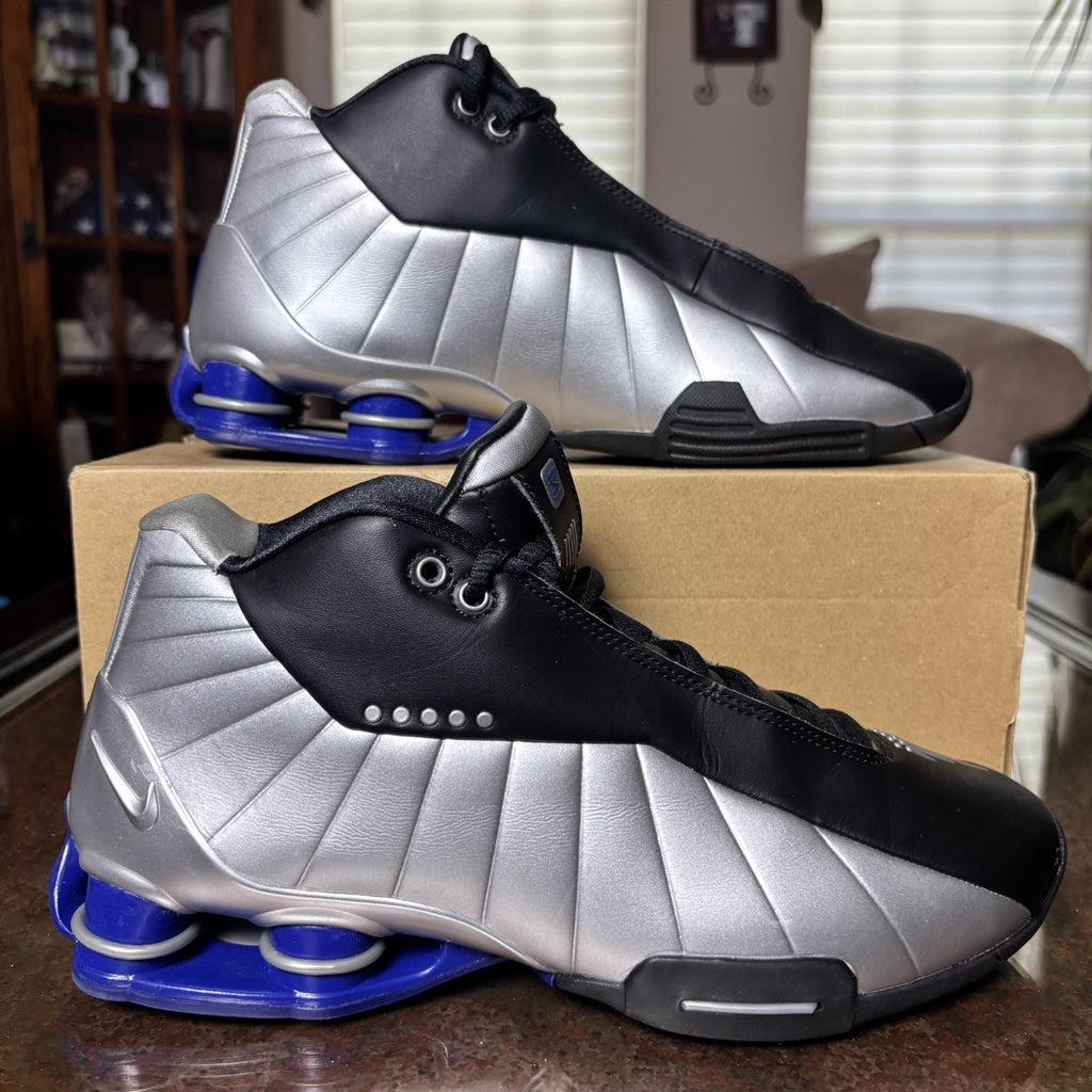 Nike Shox BB4 2019 OG Vince Carter Sneakers Men's 9 Silver Black Blue Basketball