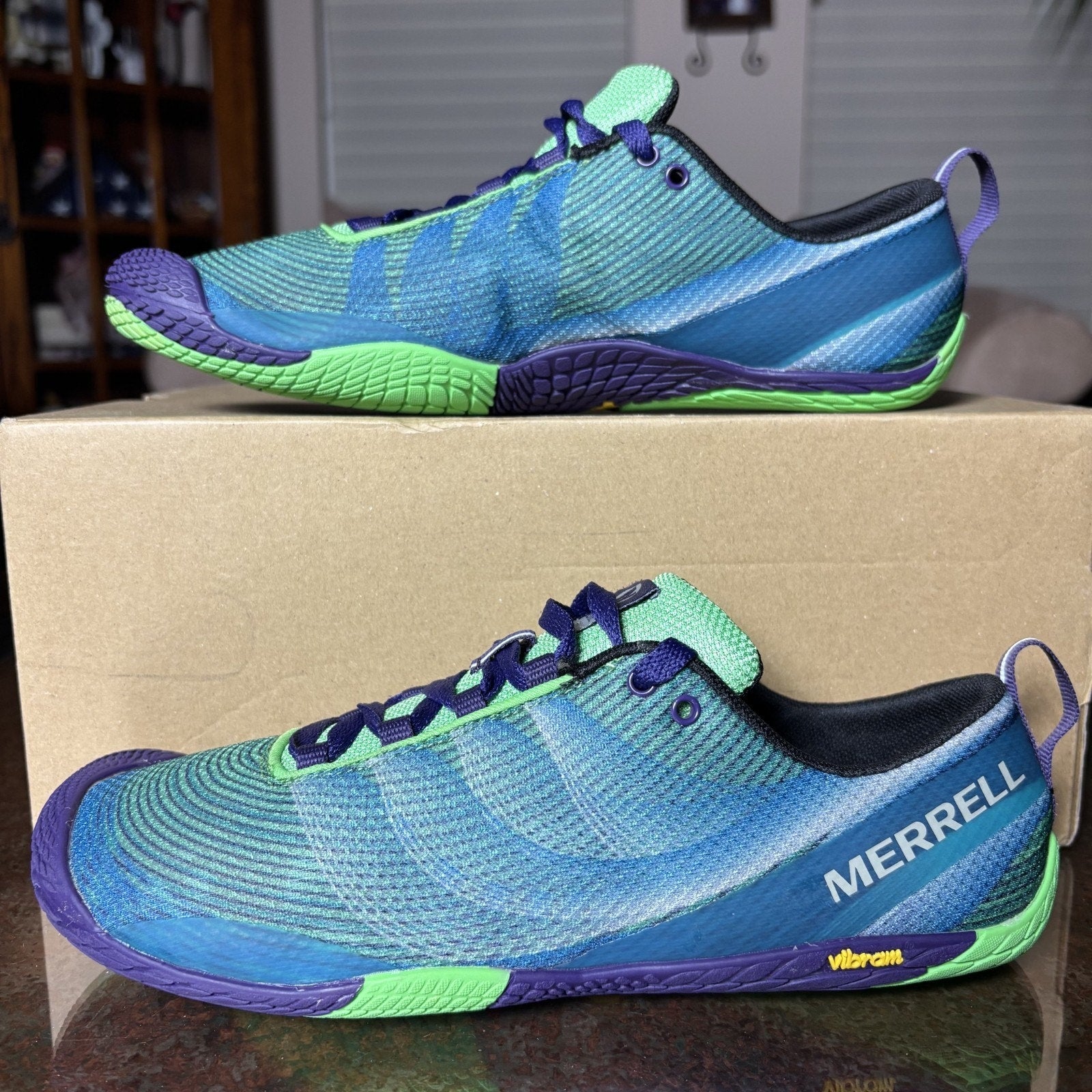 Merrell Vapor Glove 2 Shoes Women's 9 Blue Green Barefoot Minimalist Athletic