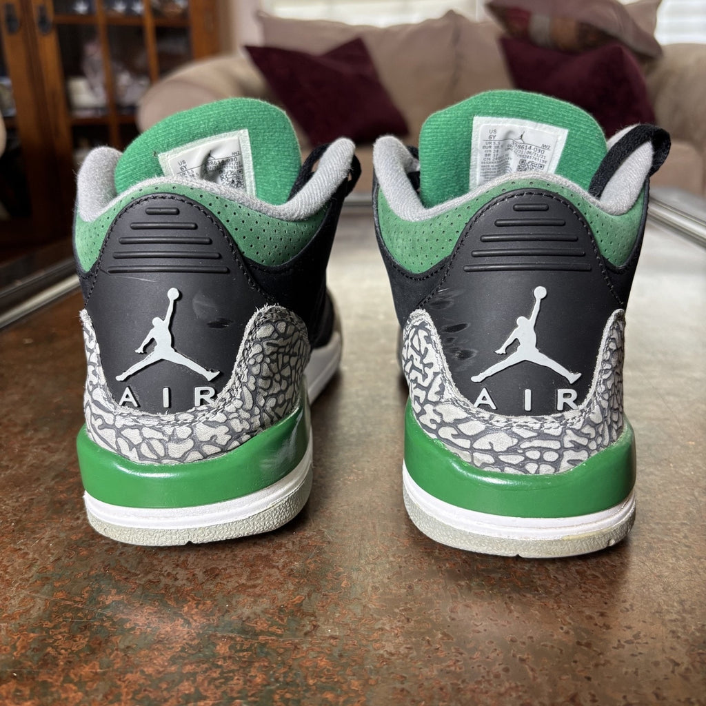 Nike Air Jordan 3 Retro GS Shoes Boys Size 6Y Black Green Basketball Sneakers