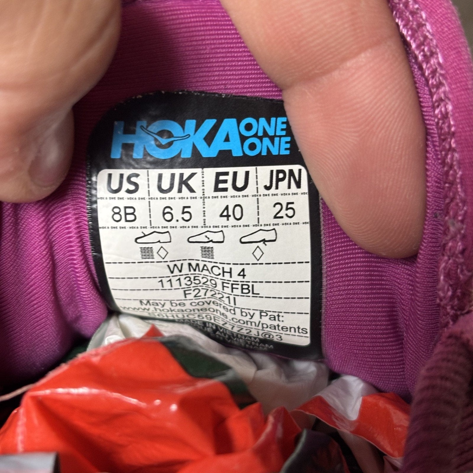 Hoka One One Mach 4 Shoes Womens Size 8 Purple Road Running Athletic Gym Sneaker