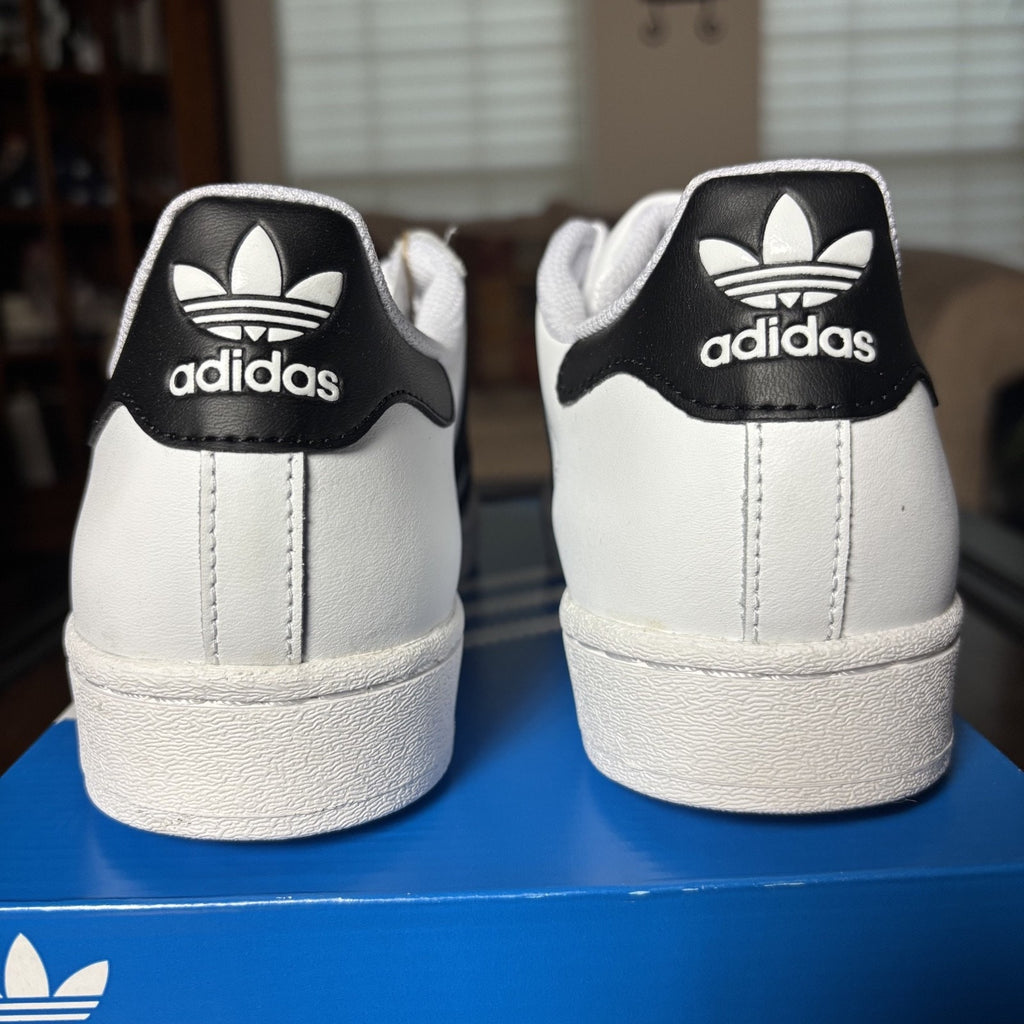Adidas Superstar Shoes Mens Size 9.5 White Black Leather Casual Classic Sneakers