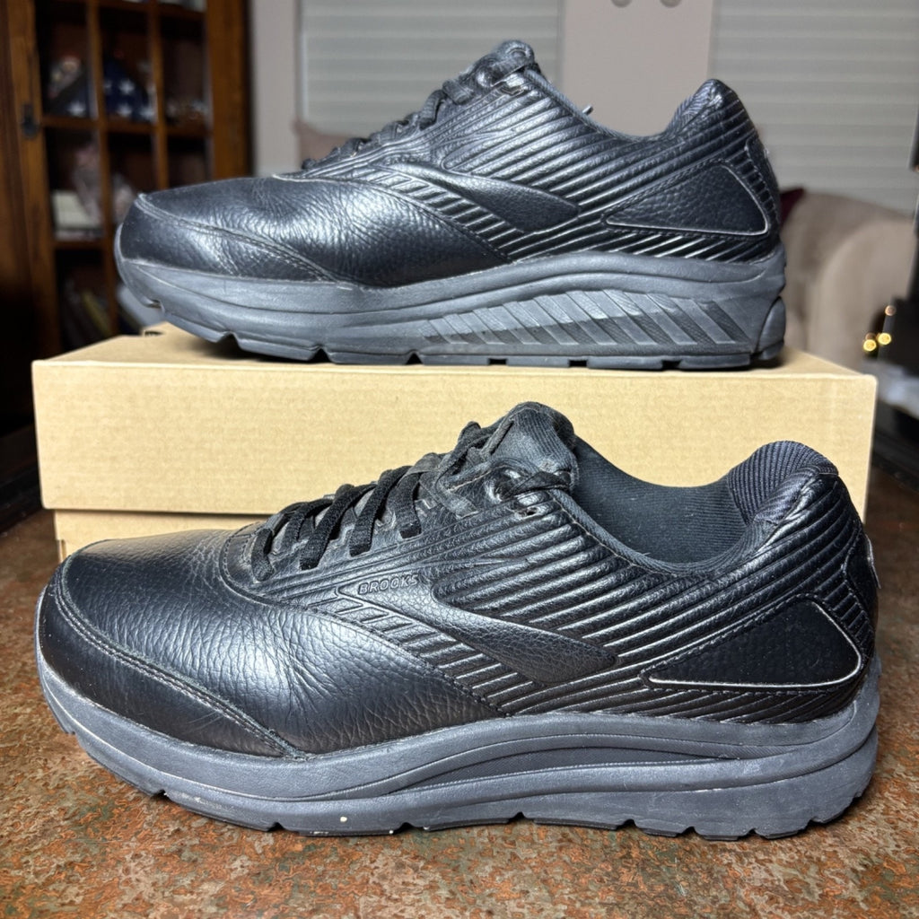 Brooks Addiction Walker 2 Shoes Womens 8.5 D Wide Black Leather Comfort Sneakers