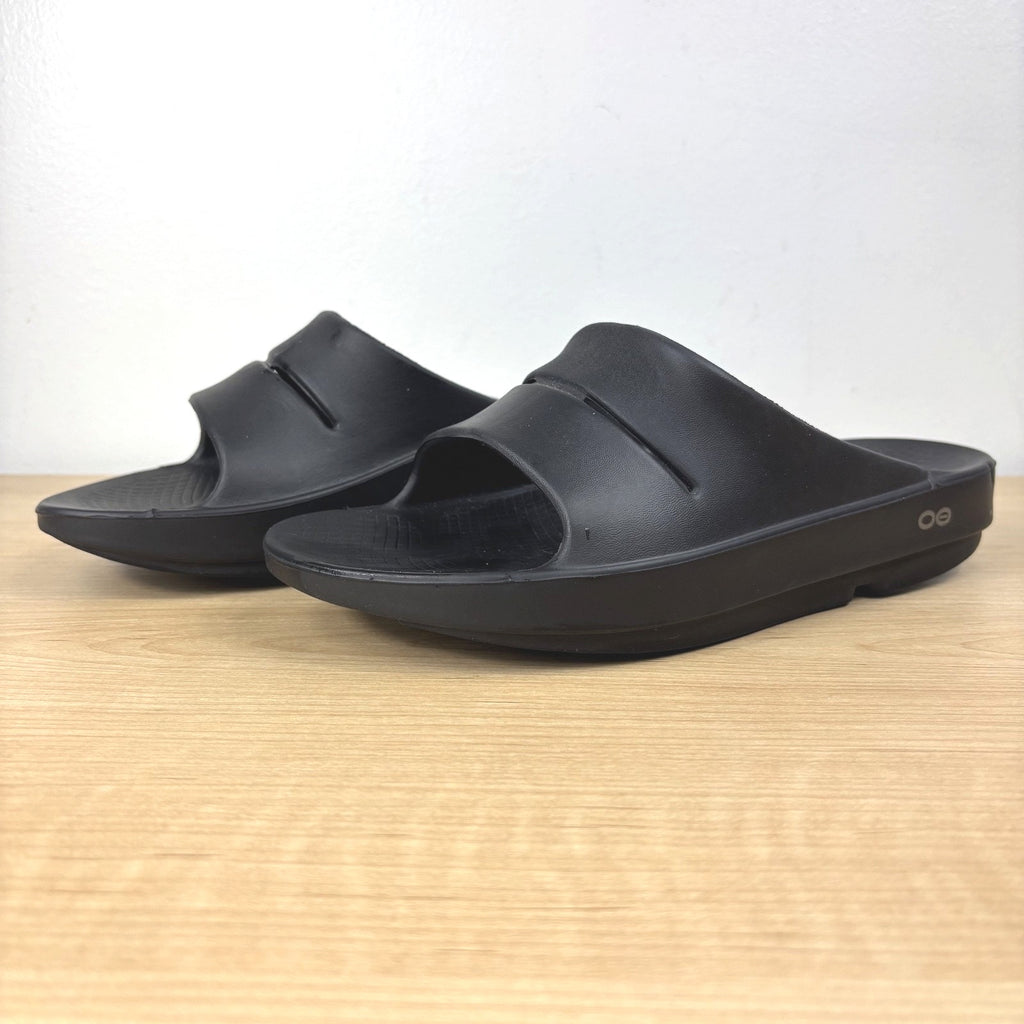 OOFOS OOahh Recovery Slides Women's Size 9 Black Comfort Athletic Sport Slippers