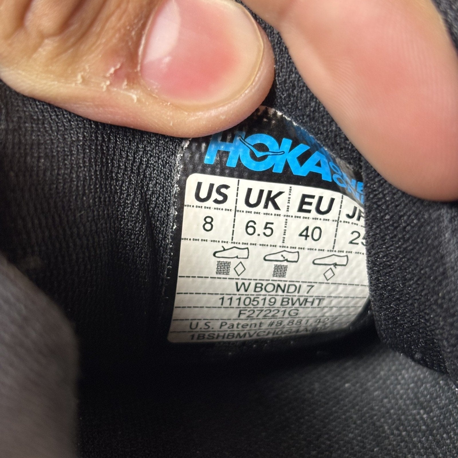 Hoka One One Bondi 7 Shoes Women's Size 8 Black White Running Athletic Sneakers