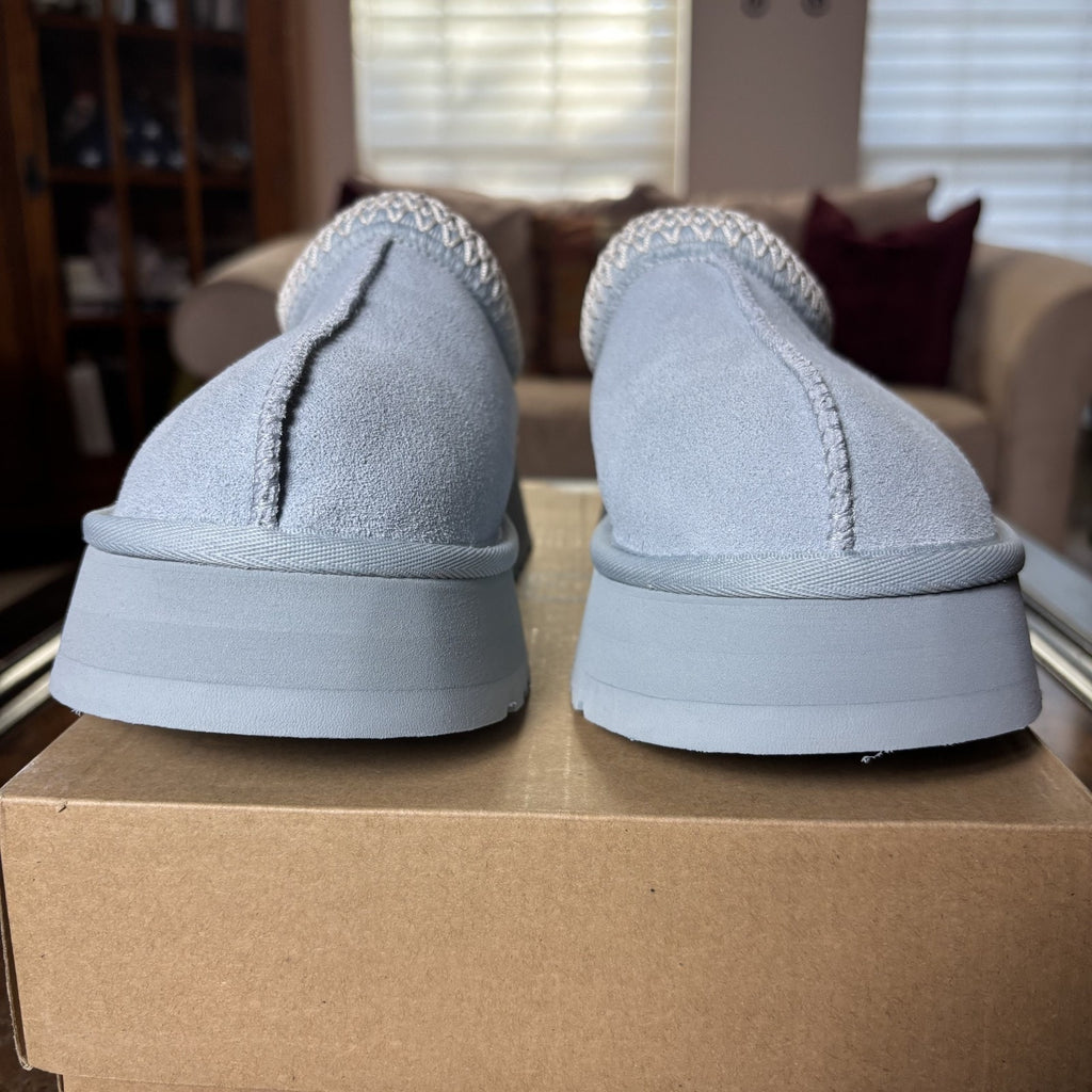 UGG Tazz Slippers Womens Size 8 Seafoam Blue Platform Sheepskin Comfort Warm NEW