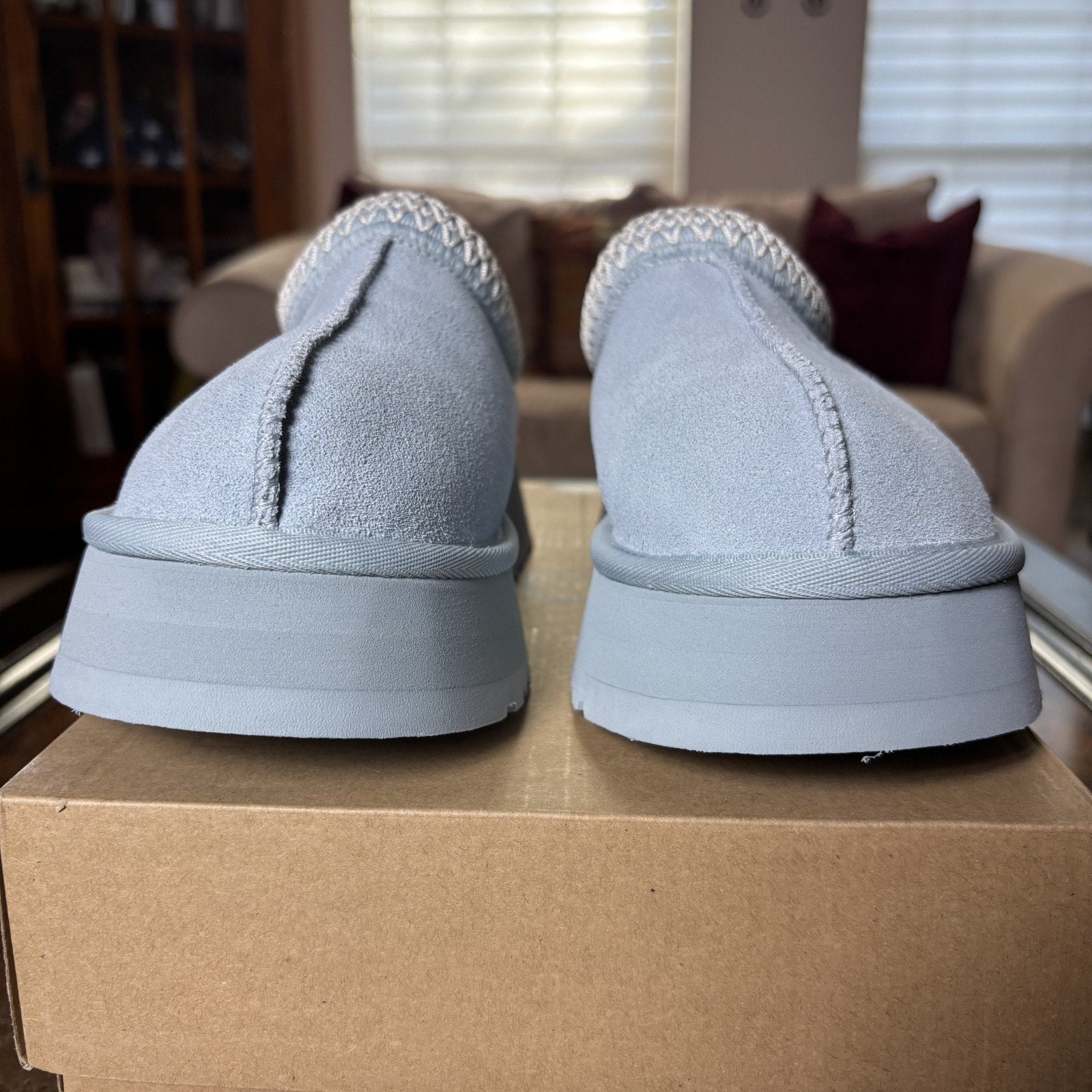 UGG Tazz Slippers Womens Size 8 Seafoam Blue Platform Sheepskin Comfort Warm NEW