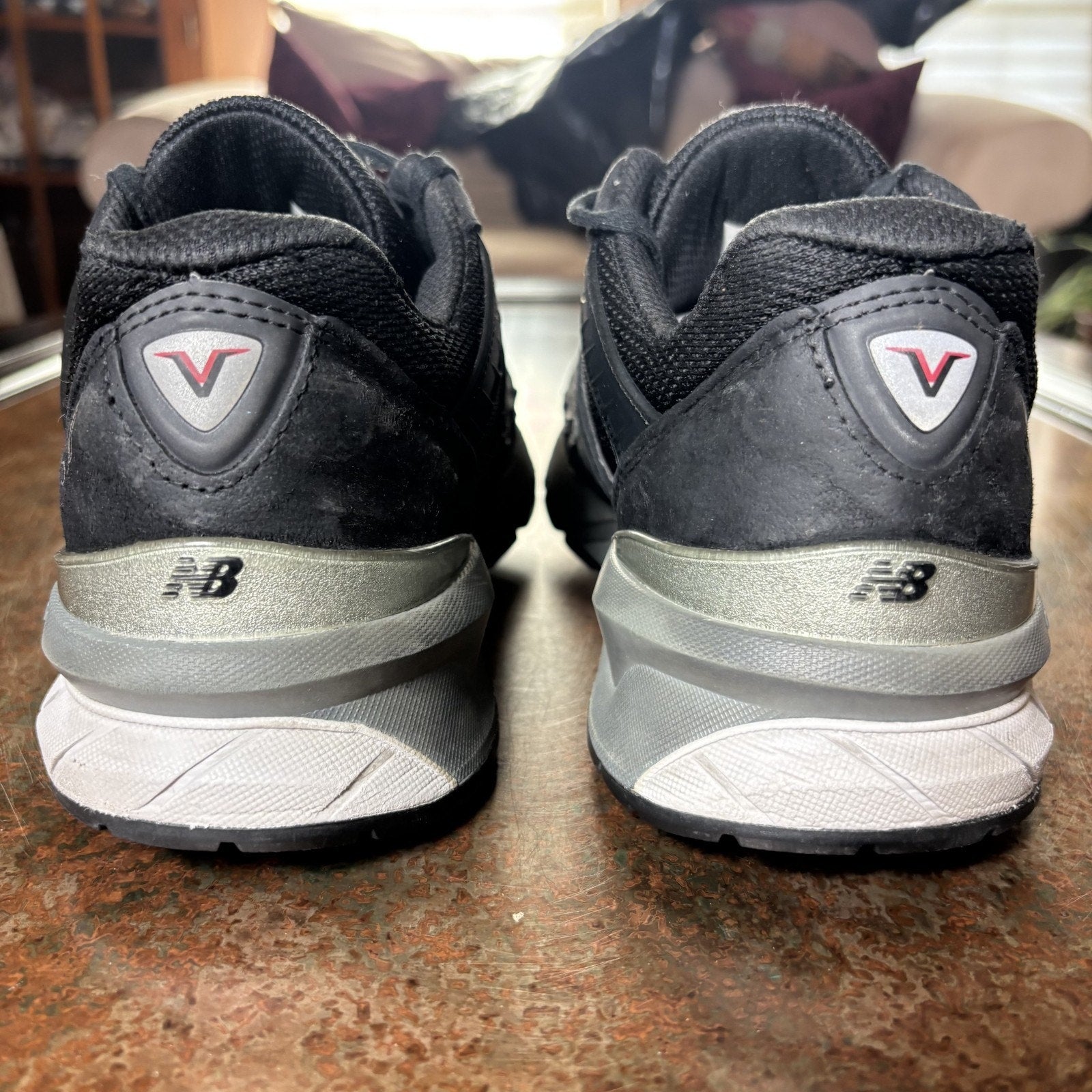 New Balance 990v5 Shoes Mens Size 7.5 4E Wide Black Silver Athletic Gym Sneakers