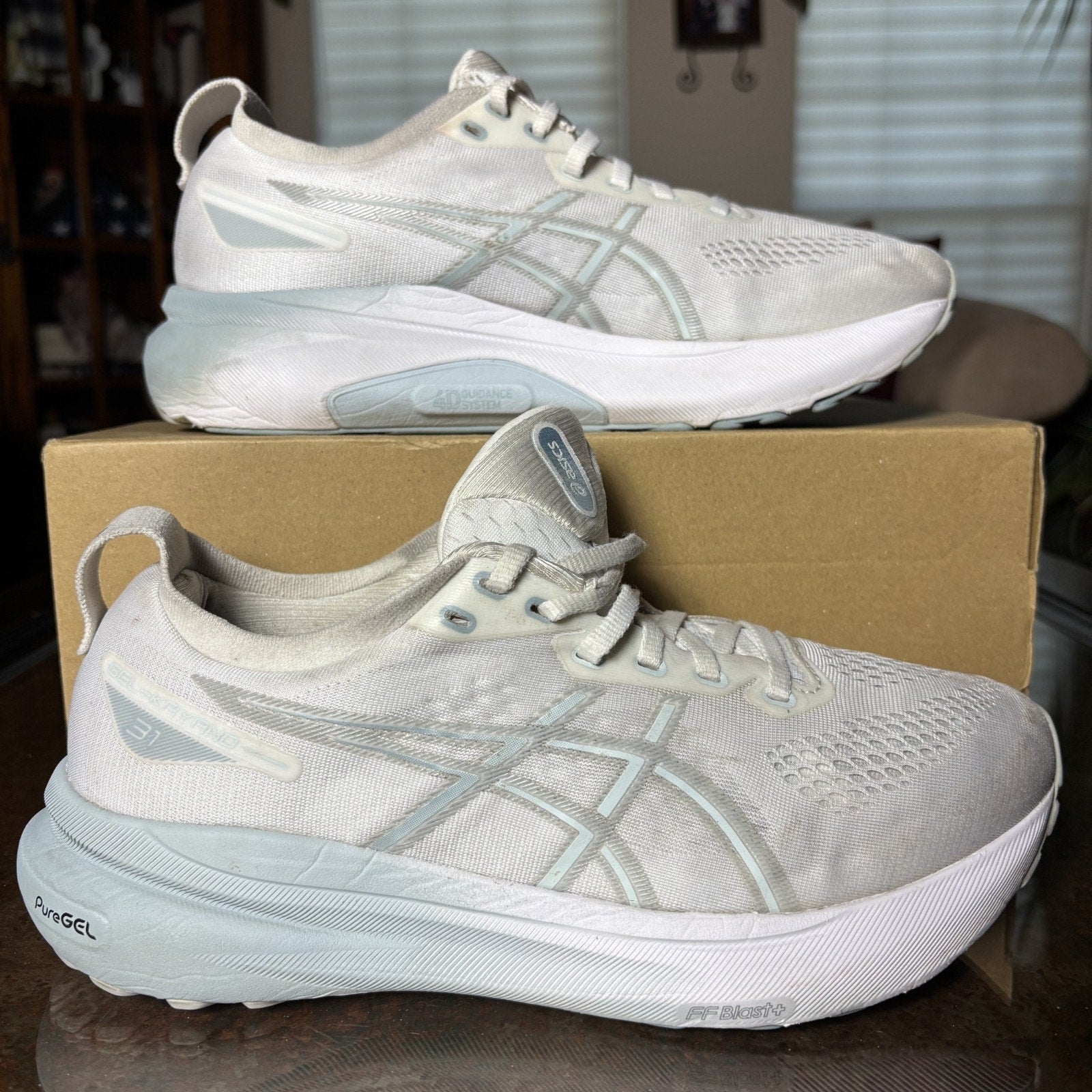 Asics Gel-Kayano 31 Shoes Women's 9.5 White Road Running Athletic Gym Sneakers