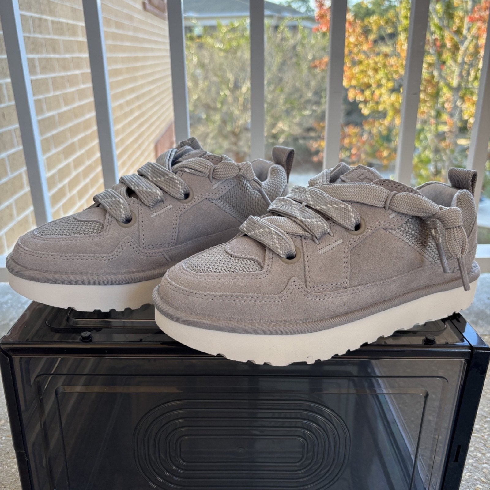 UGG Lo Lowmel Shoes Campfire Grey Suede Casual Lifestyle Sneakers Women's Sizes