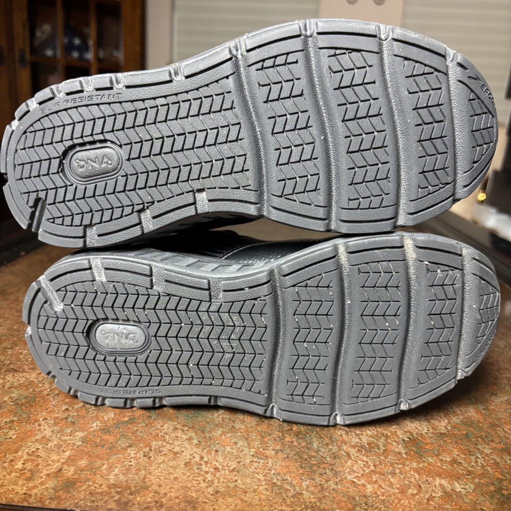 Brooks Addiction Walker 2 Shoes Womens 8.5 D Wide Black Leather Comfort Sneakers