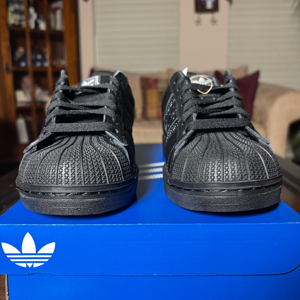 Adidas Originals Superstar II Shoes Black Leather Mesh Casual Sneaker Mens Sizes