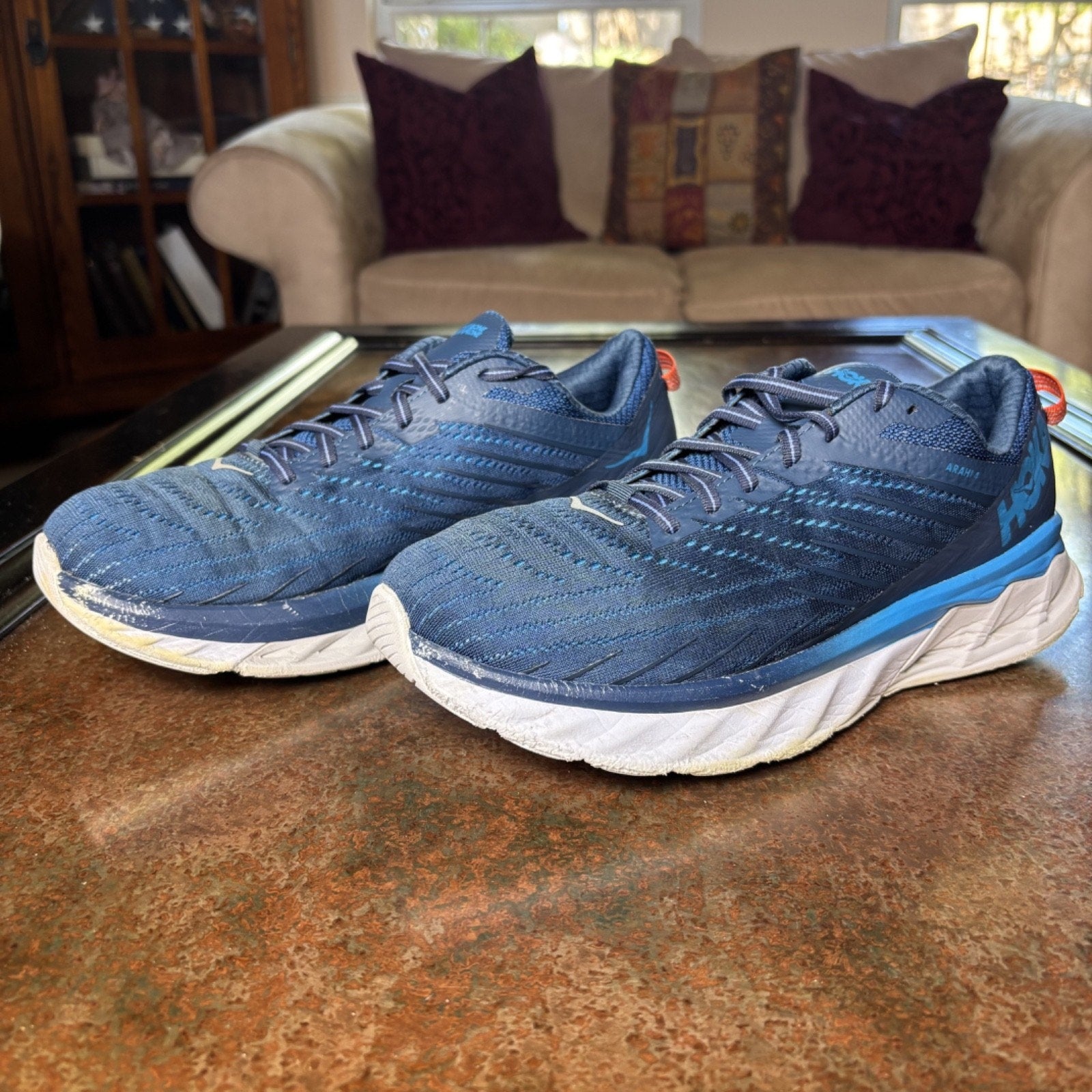 Hoka One One Arahi 4 Shoes Mens Size 10 Blue Athletic Road Running Gym Sneakers