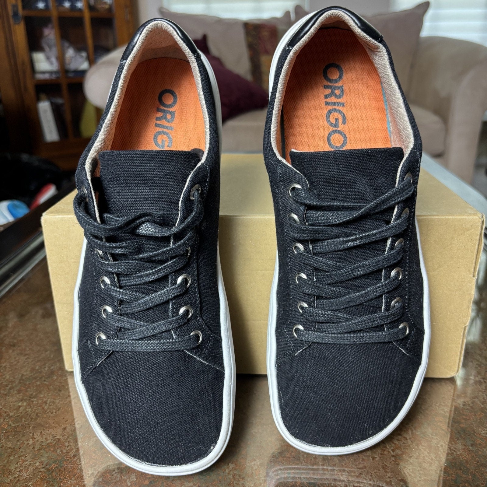 Origo Barefoot Everyday Black Canvas Shoes Mens 10 Minimalist Lifestyle Sneakers