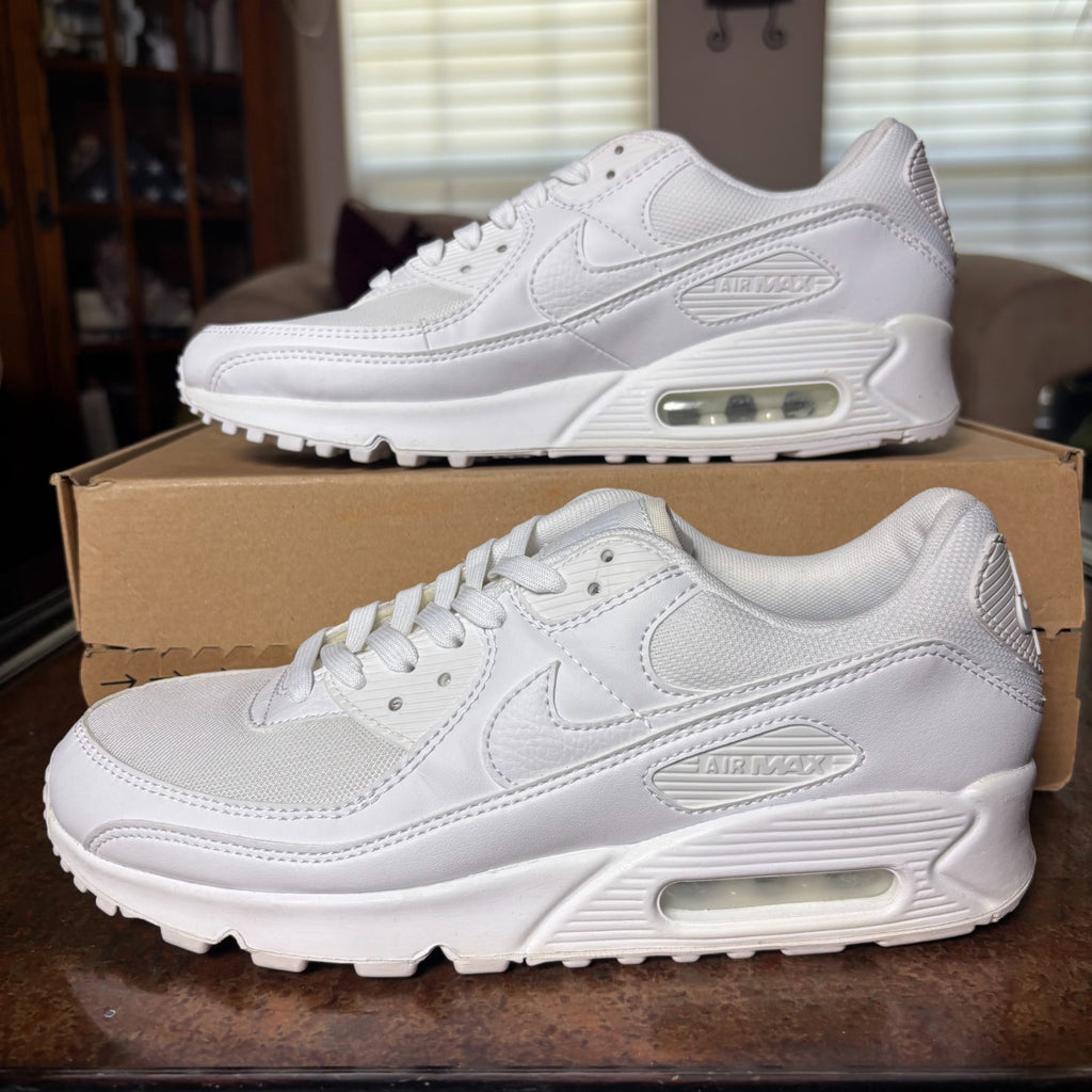 Nike Air Max 90 White Leather Mesh Athletic Lifestyle Sneakers Women's Sizes NEW