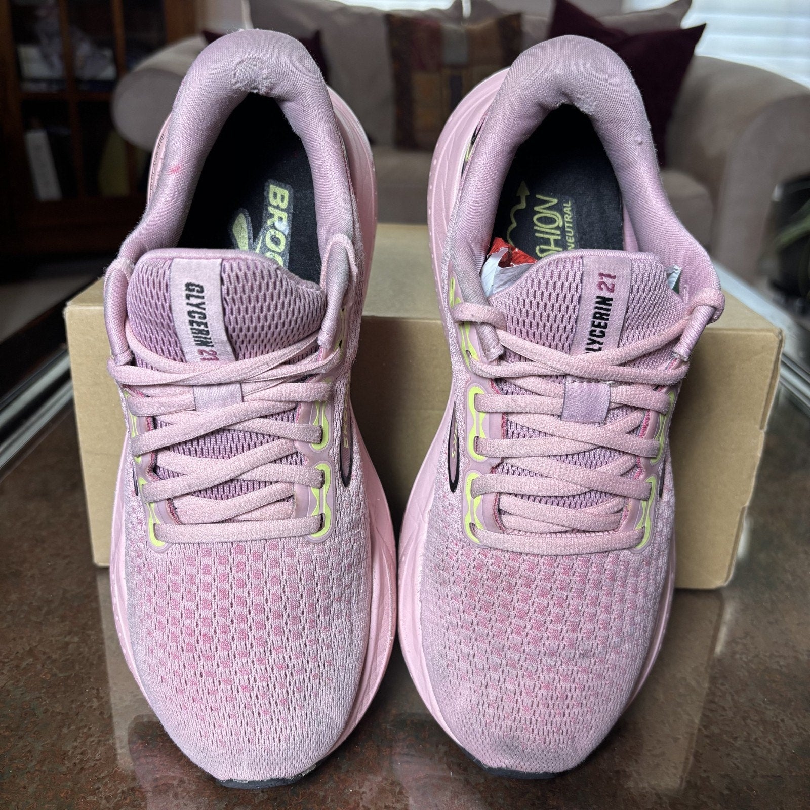 Brooks Glycerin 21 Shoes Womens Size 8.5 Pink Road Running Athletic Gym Sneakers