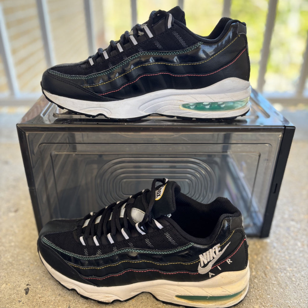 Nike Air Max 95 Shoes Womens 8.5 Black Neon Running Athletic Sneakers CJ6955-001