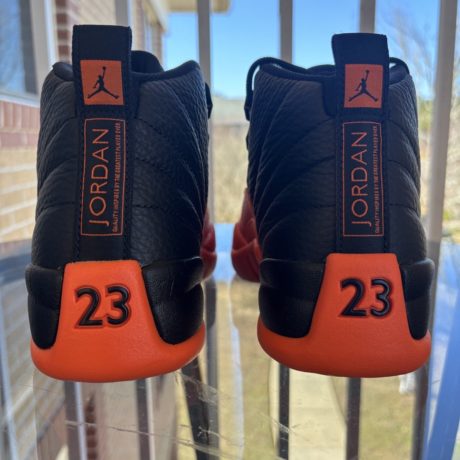 Nike Air Jordan 12 Retro Shoes Women's 8 Black Orange Basketball WNBA Sneakers
