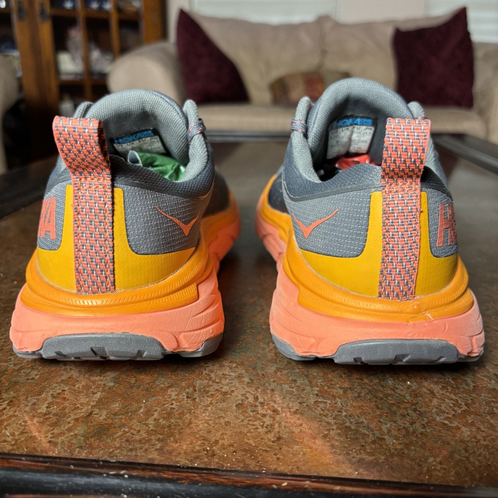 Hoka One One Challenger ATR 6 Shoes Women's Size 8.5 Grey Orange Trail Running