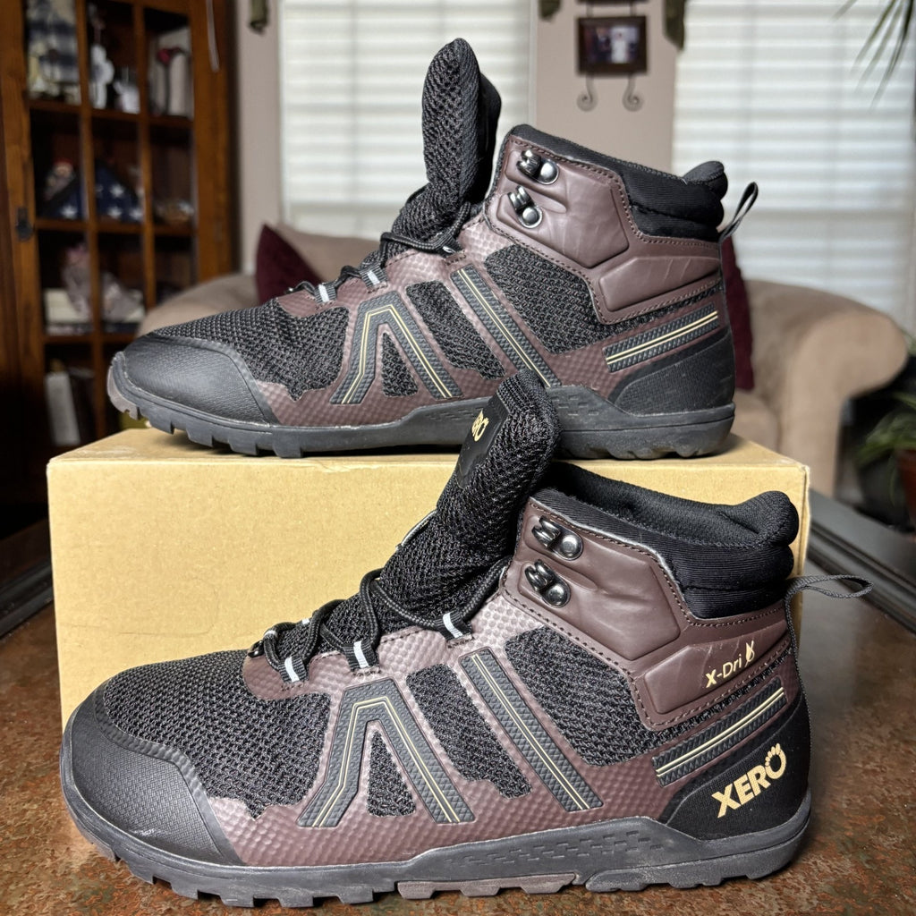 Xero Shoes Xcursion Fusion Hiking Boots Mens 9.5 Brown Trail Barefoot Minimalist