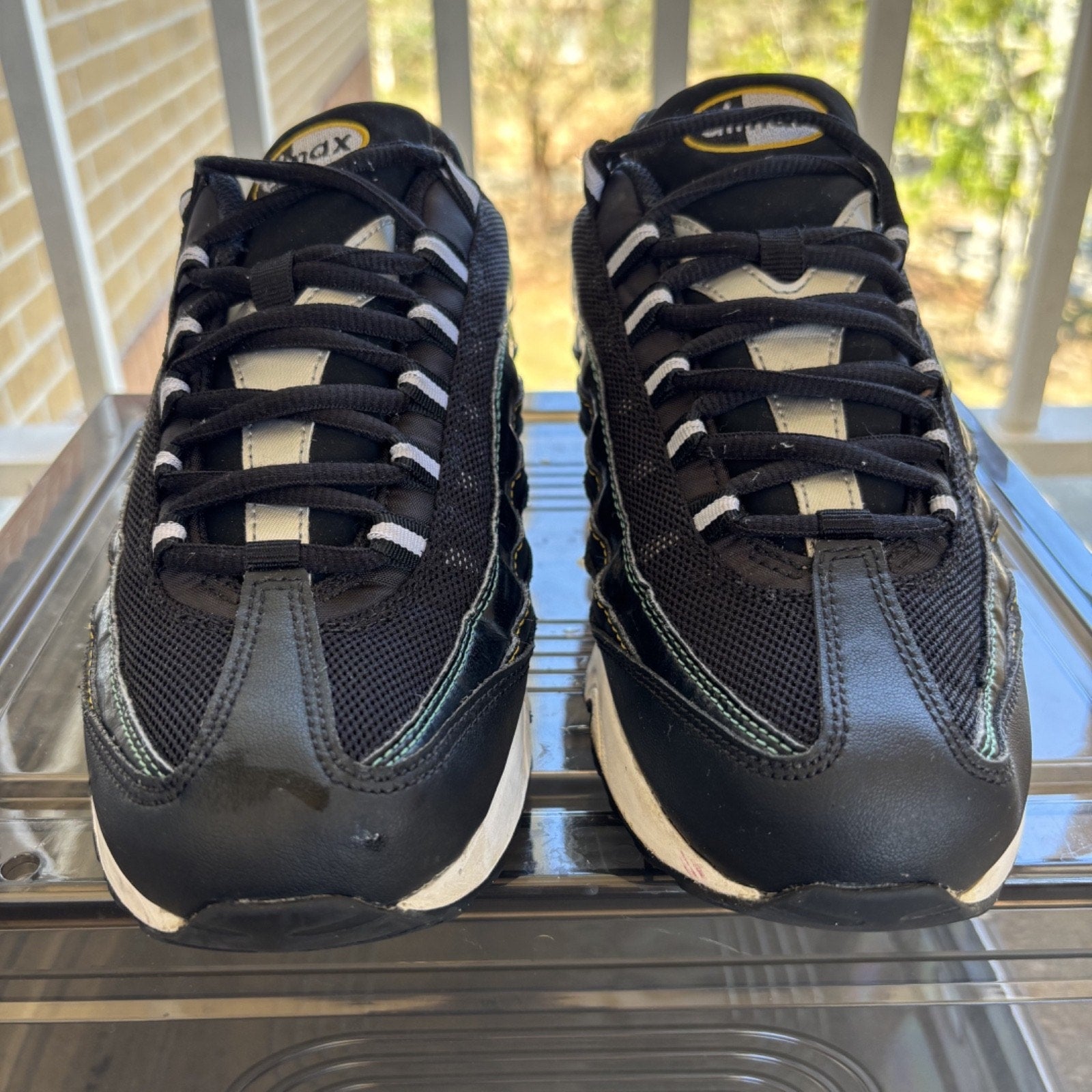 Nike Air Max 95 Shoes Womens 8.5 Black Neon Running Athletic Sneakers CJ6955-001