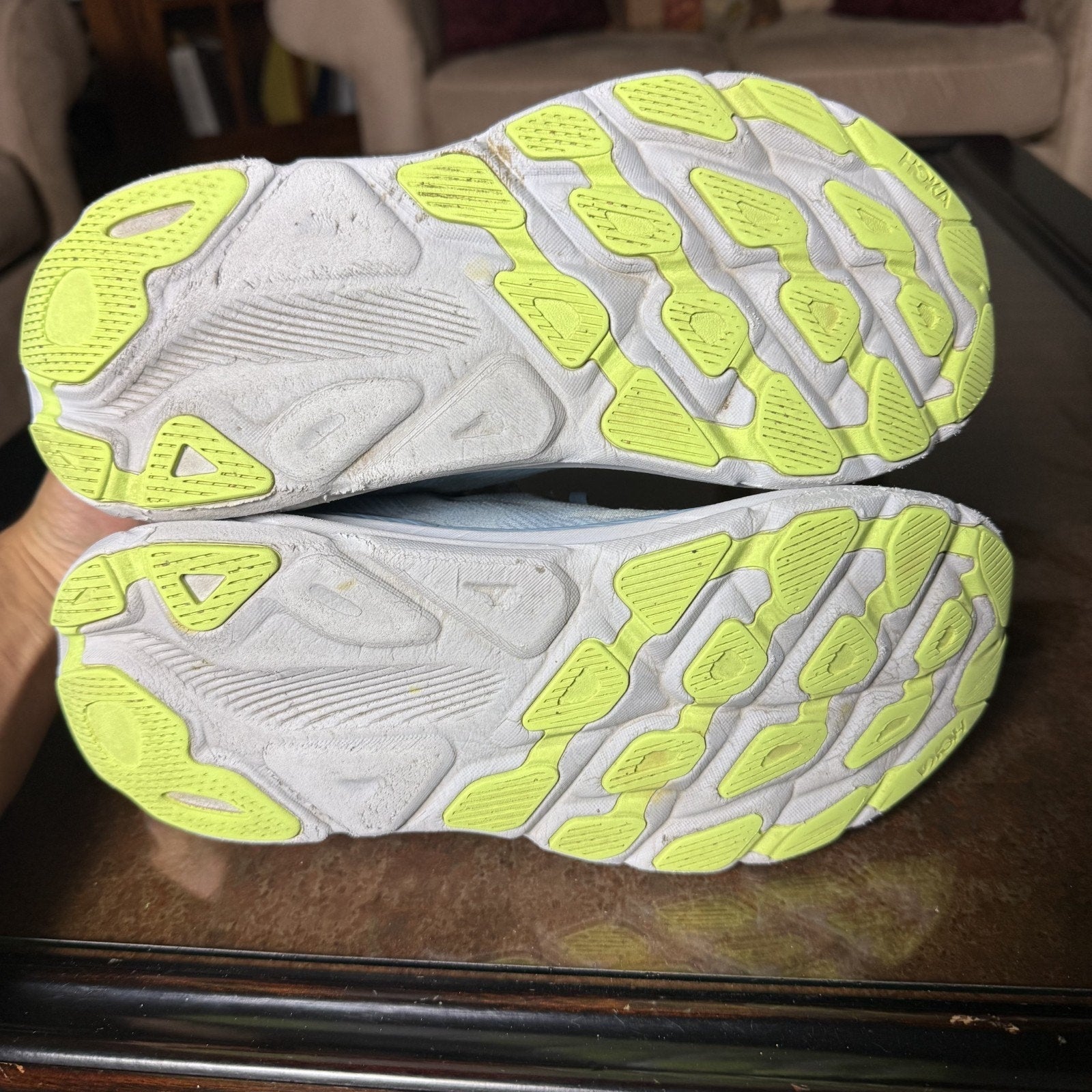 Hoka One One Clifton 9 Shoes Women's 9.5 Blue Pink Road Running Athletic Sneaker