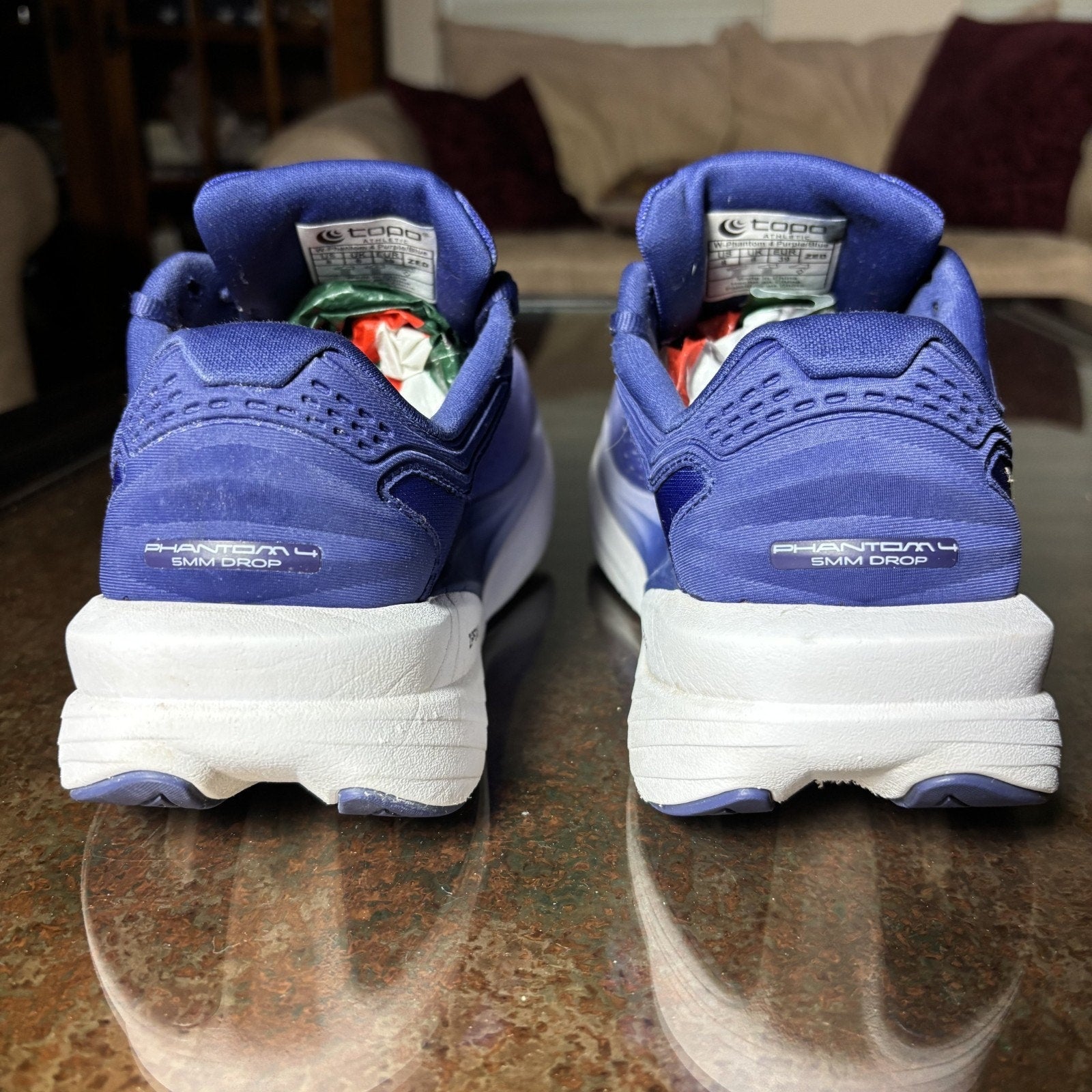 Topo Athletic Phantom 4 Shoes Women's 8 Purple White Road Running 5MM Drop Gym