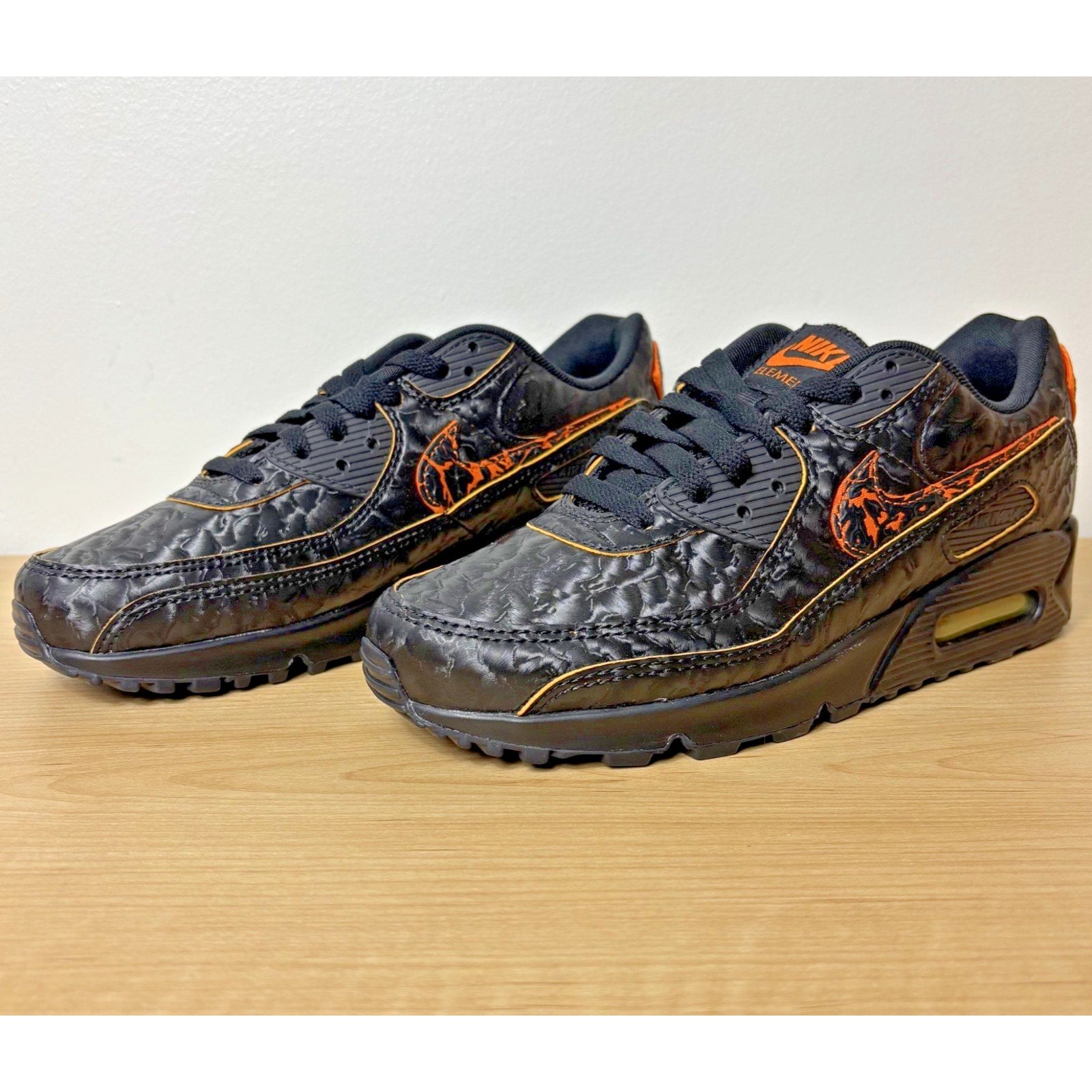 Nike Air Max 90 QS Volcano Shoes Mens 7.5 Black Orange Lifestyle Element Sneaker