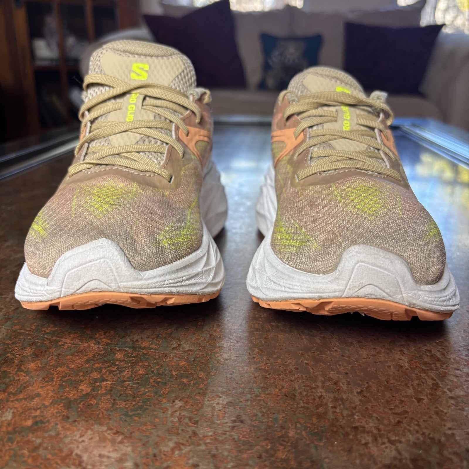 Salomon Aero Glide Shoes Women's Size 5 Beige Road Running Athletic Gym Sneakers