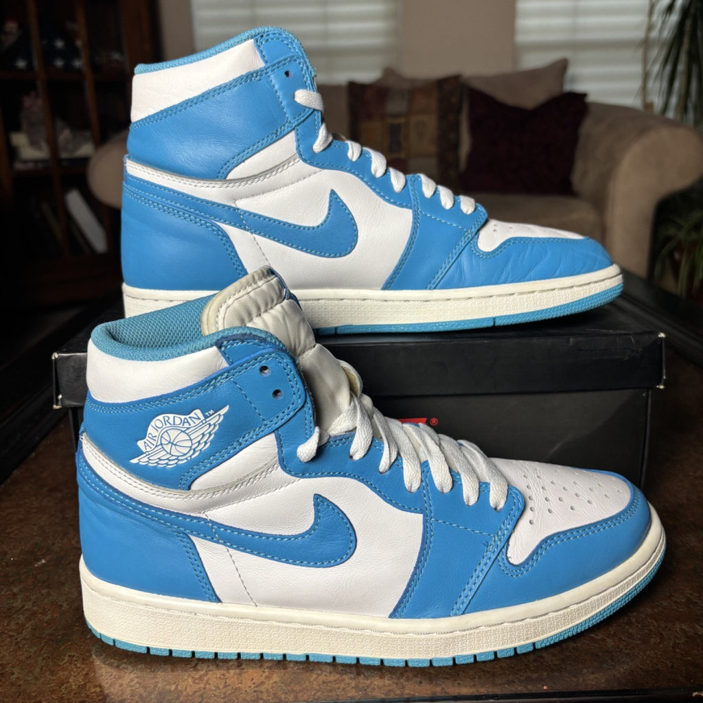 Nike Jordan 1 Retro High OG Shoe UNC University Blue White 2015 Men Sz 9 Sneaker