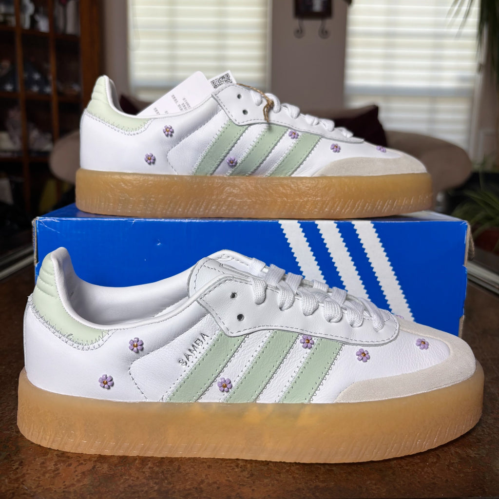 Adidas Sambae White Green Gum Casual Lifestyle Shoes Sneakers Women's Sizes NEW