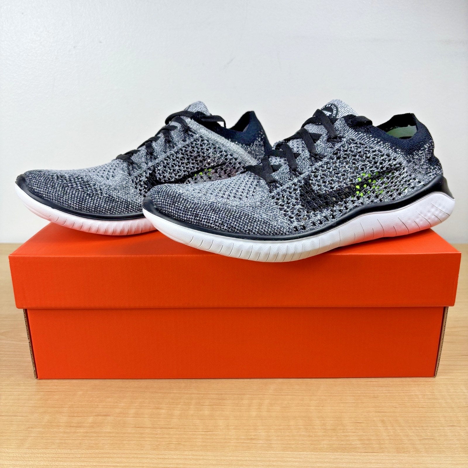 Nike Free RN Flyknit 2018 Shoes White Black Oreo Running Athletic Women's Sizes