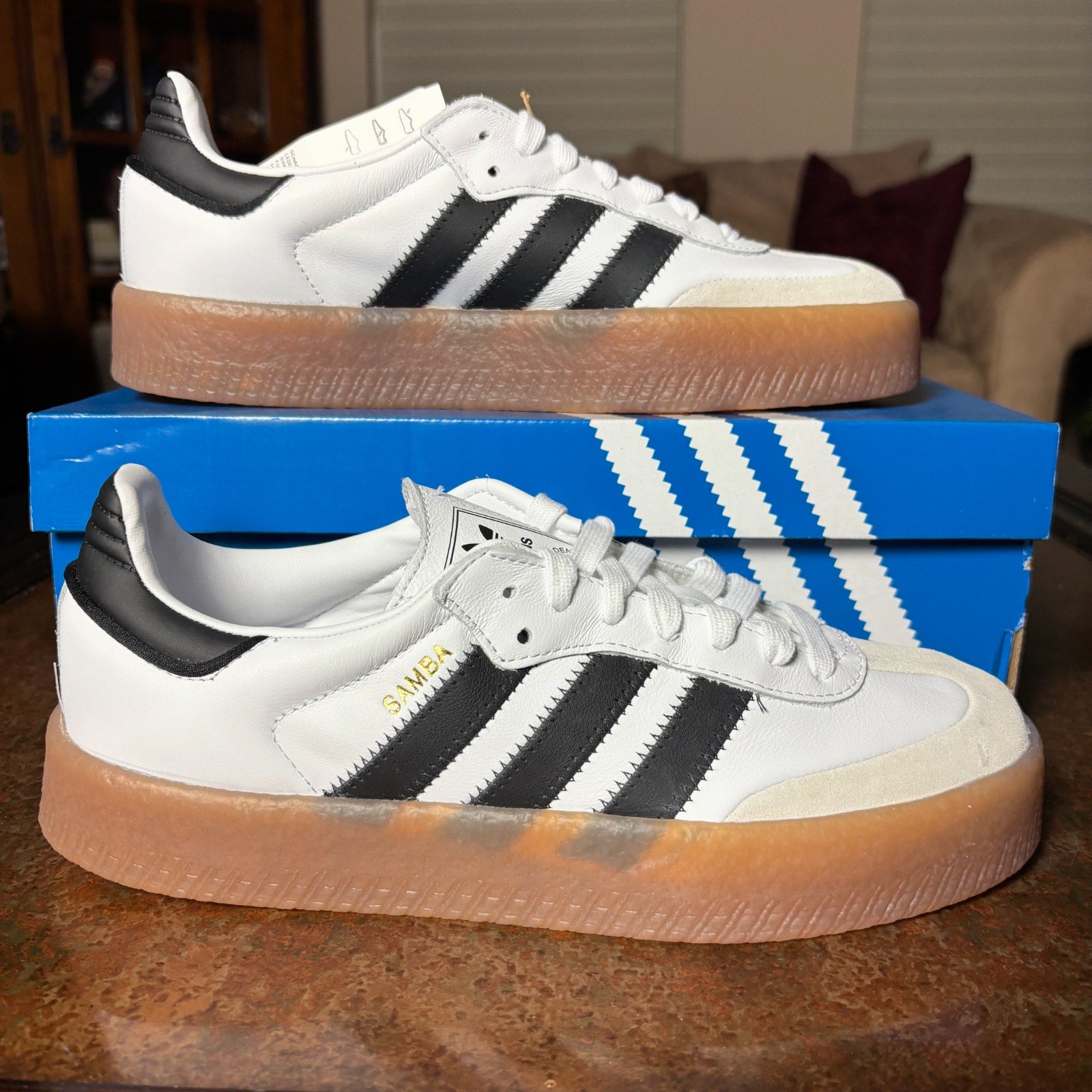 Adidas Sambae White Black Gum Casual Lifestyle Shoes Sneakers Women's Sizes NEW