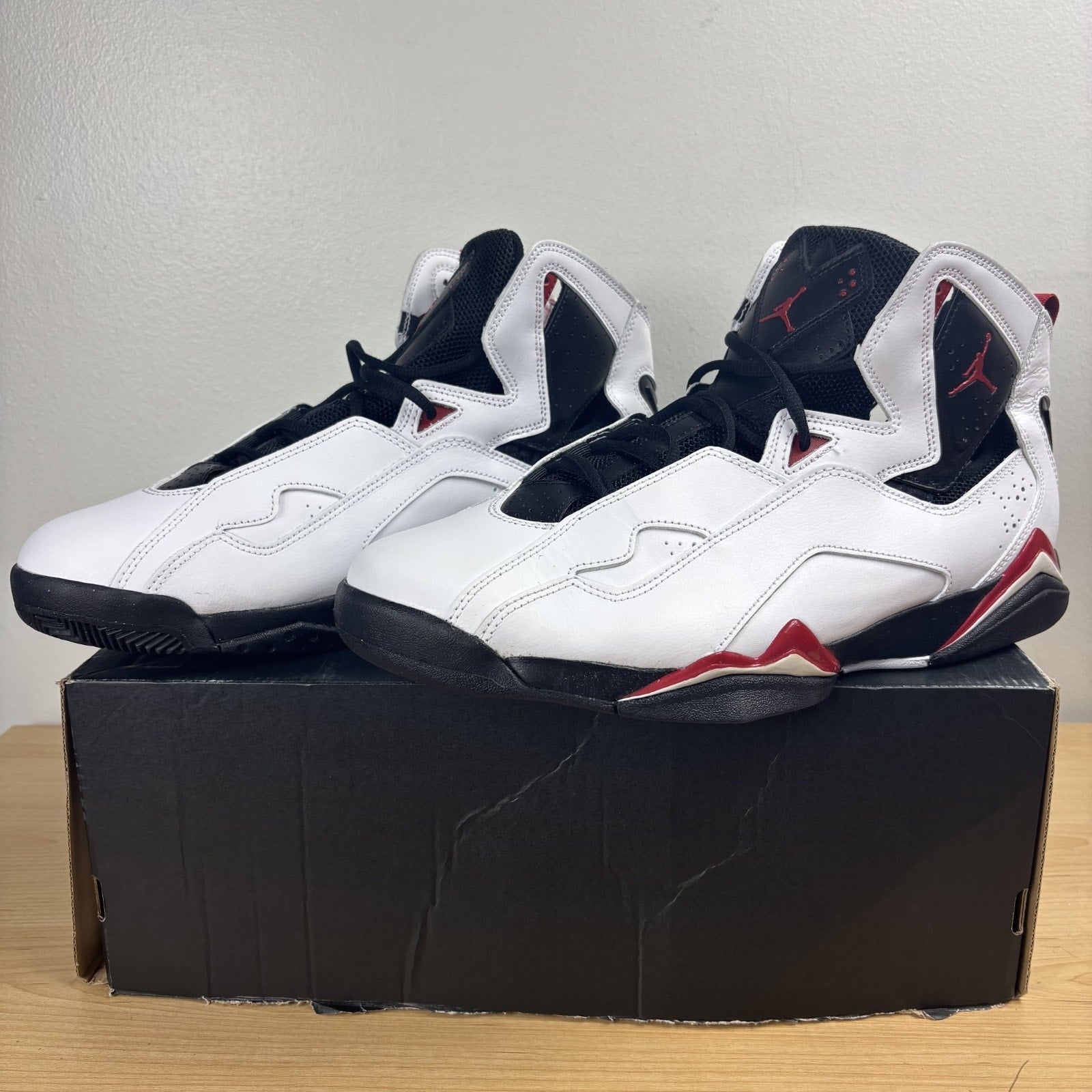 Nike Air Jordan True Flight White Sneakers Mens 12 White Red Lifestyle Shoes NEW