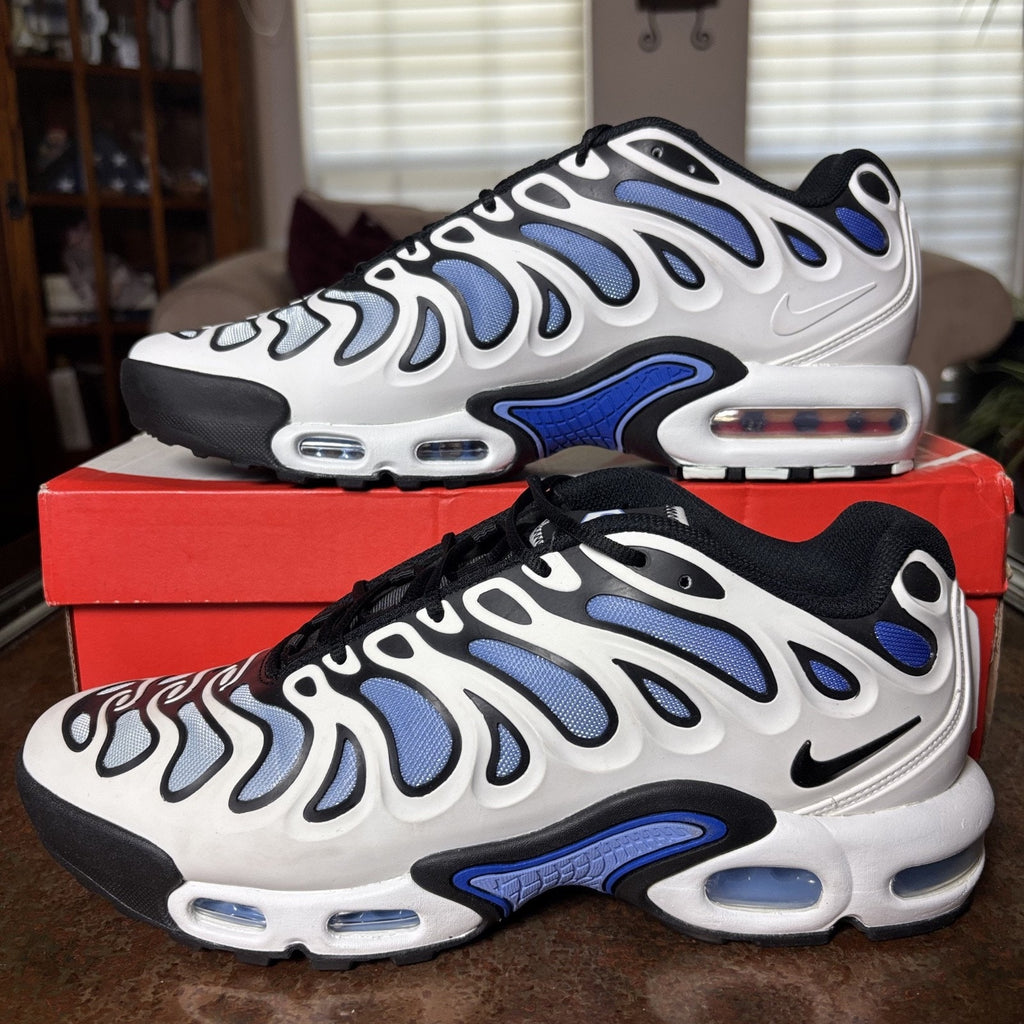 Nike Air Max Plus Drift Shoes Mens Size 10.5 White Blue Black Athletic Sneakers